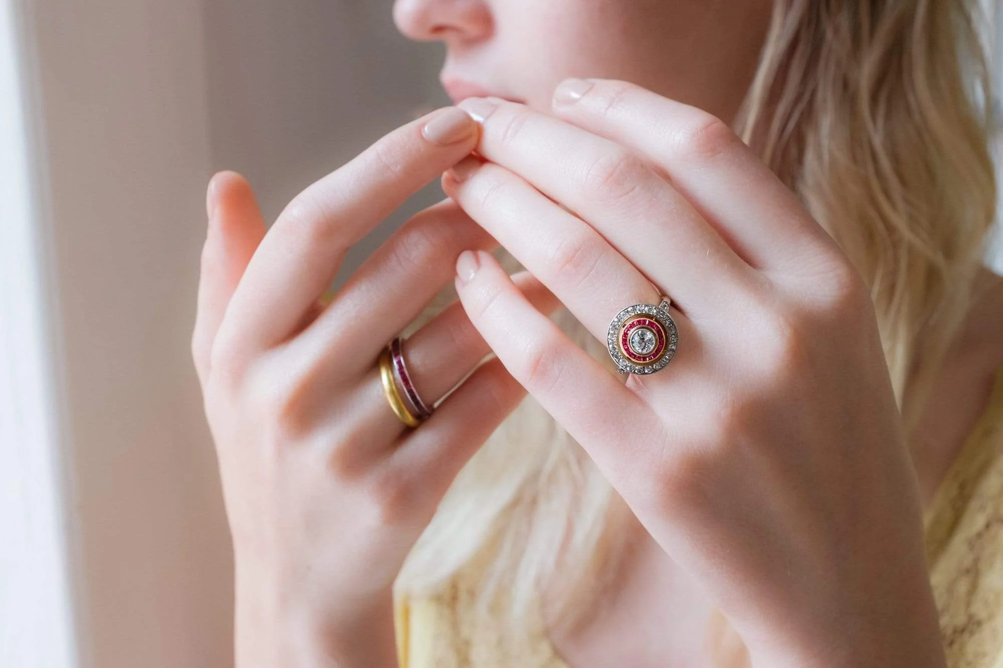 Art Deco Diamond & Ruby Target Ring - Image 5
