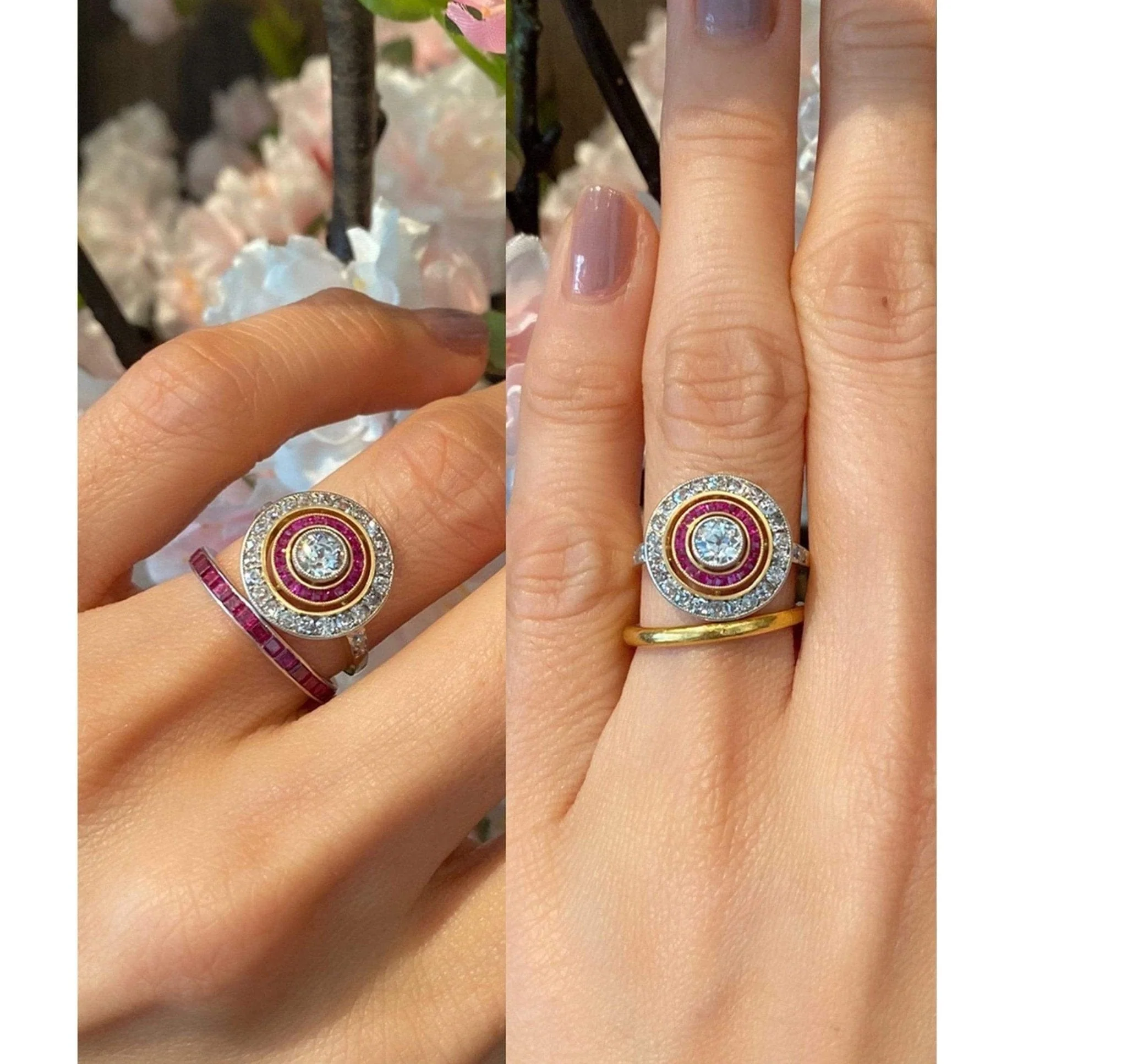 Art Deco Diamond & Ruby Target Ring - Image 6