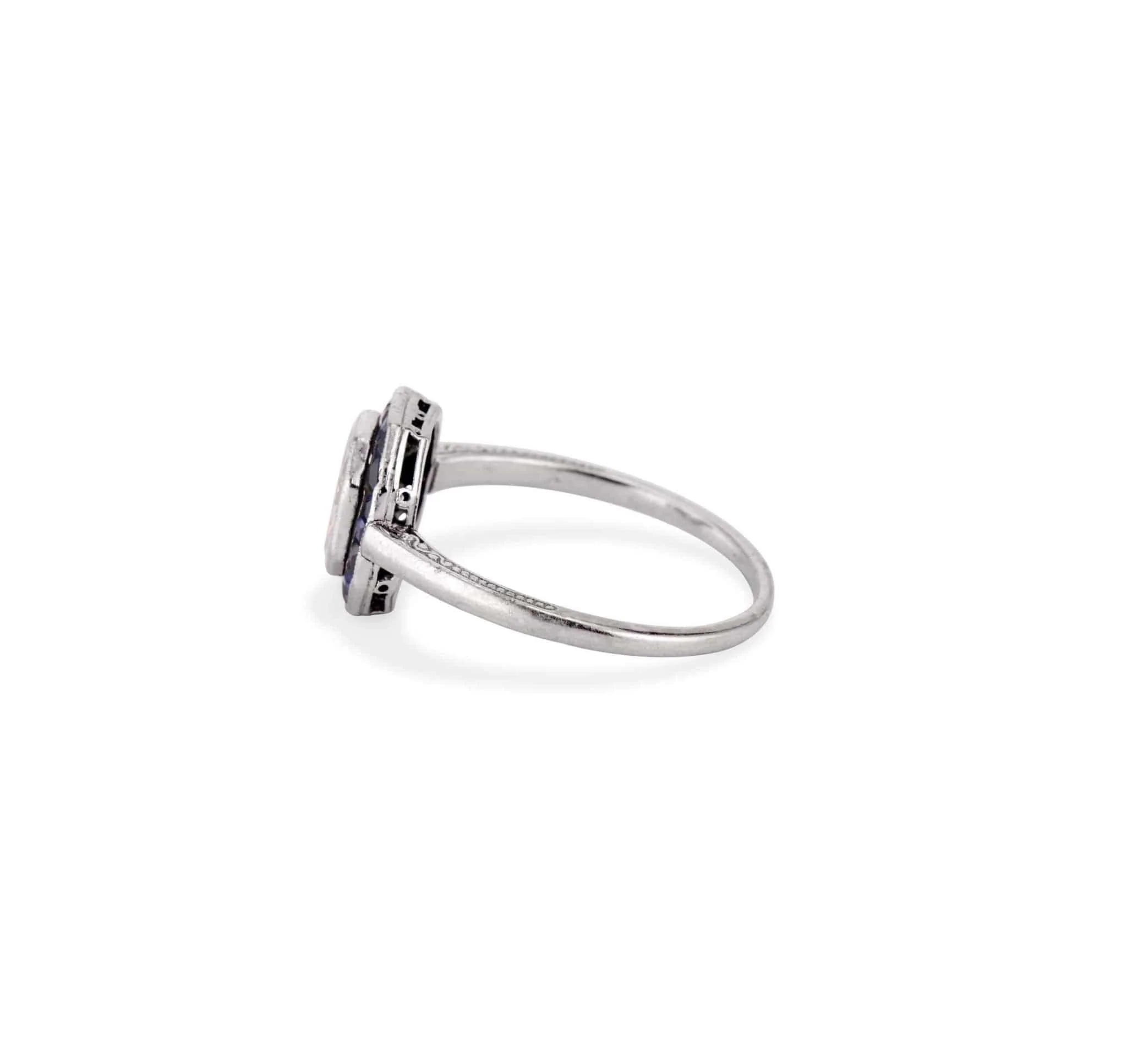 Art Deco Diamond and Sapphire Engagement Ring - Image 3