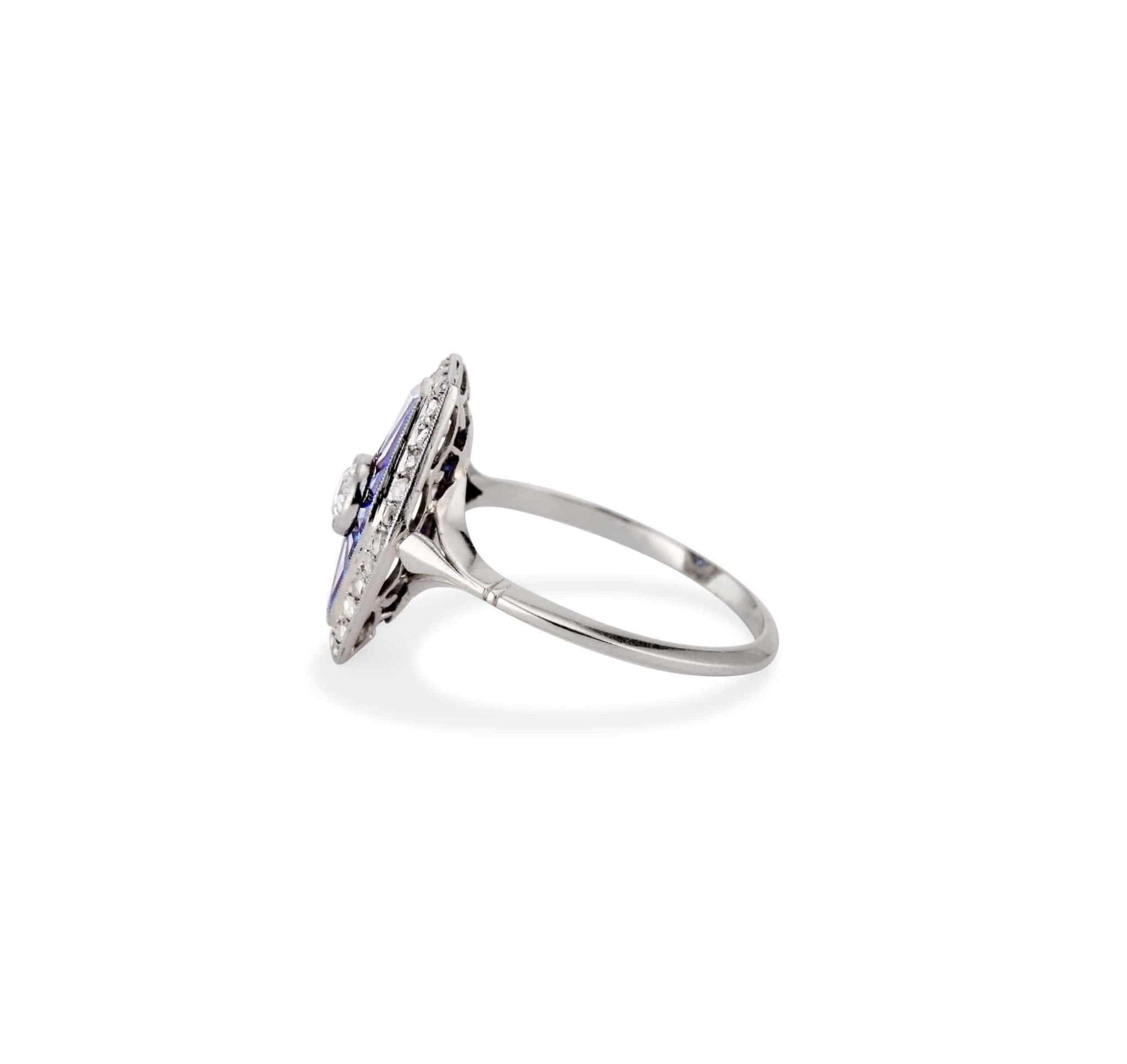 Art Deco Diamond & Sapphire Ring - Image 3