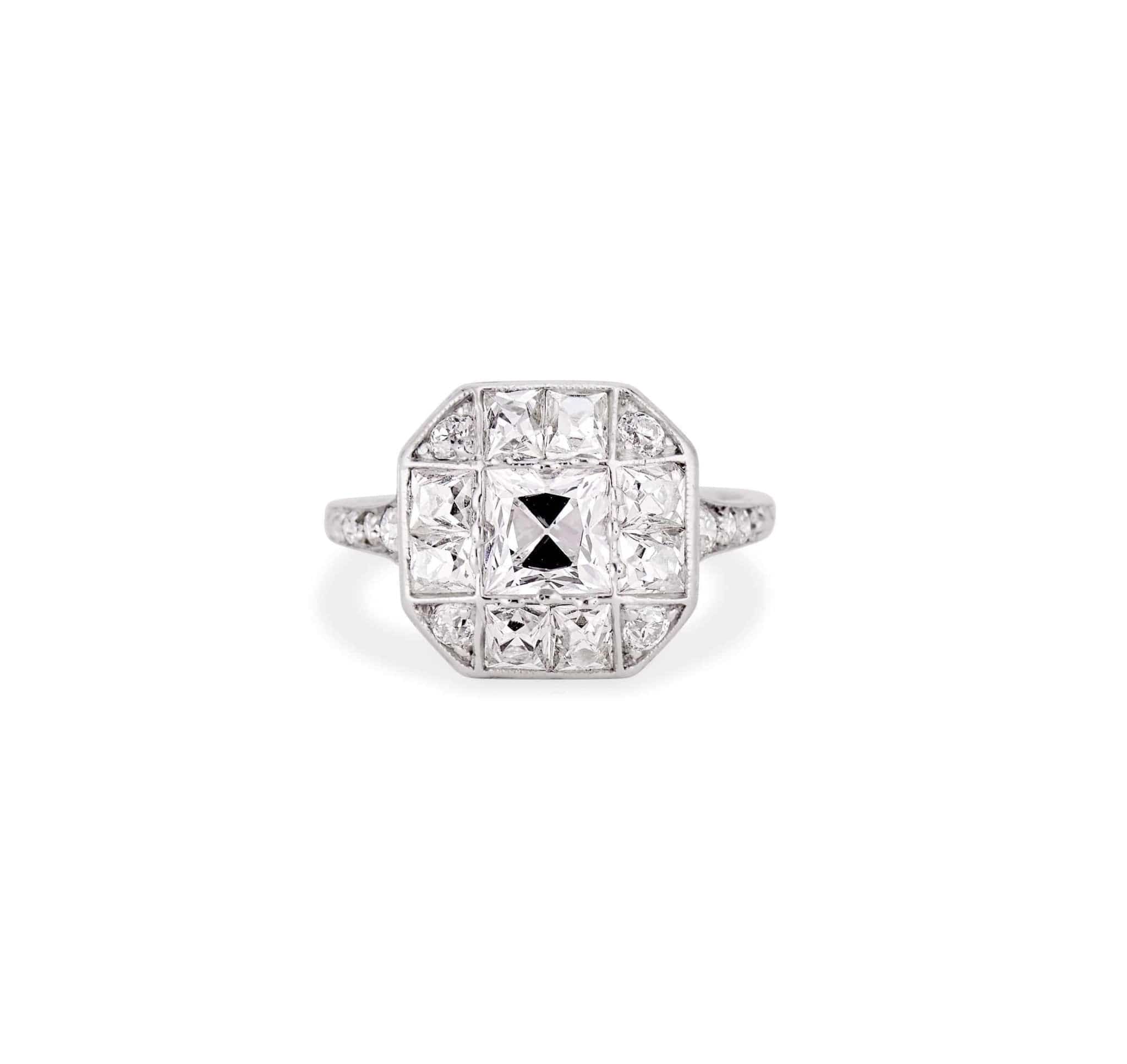 Art Deco .75 Carat French Cut Diamond Ring - Image 2