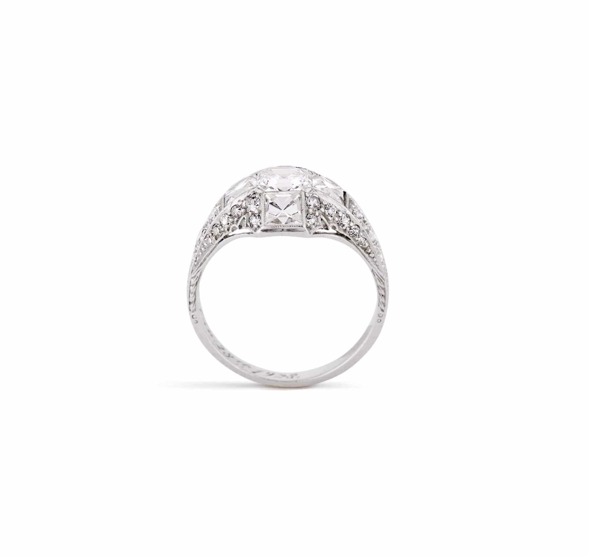 Early Art Deco .80 Carat Asscher Cut Diamond Ring - Image 4