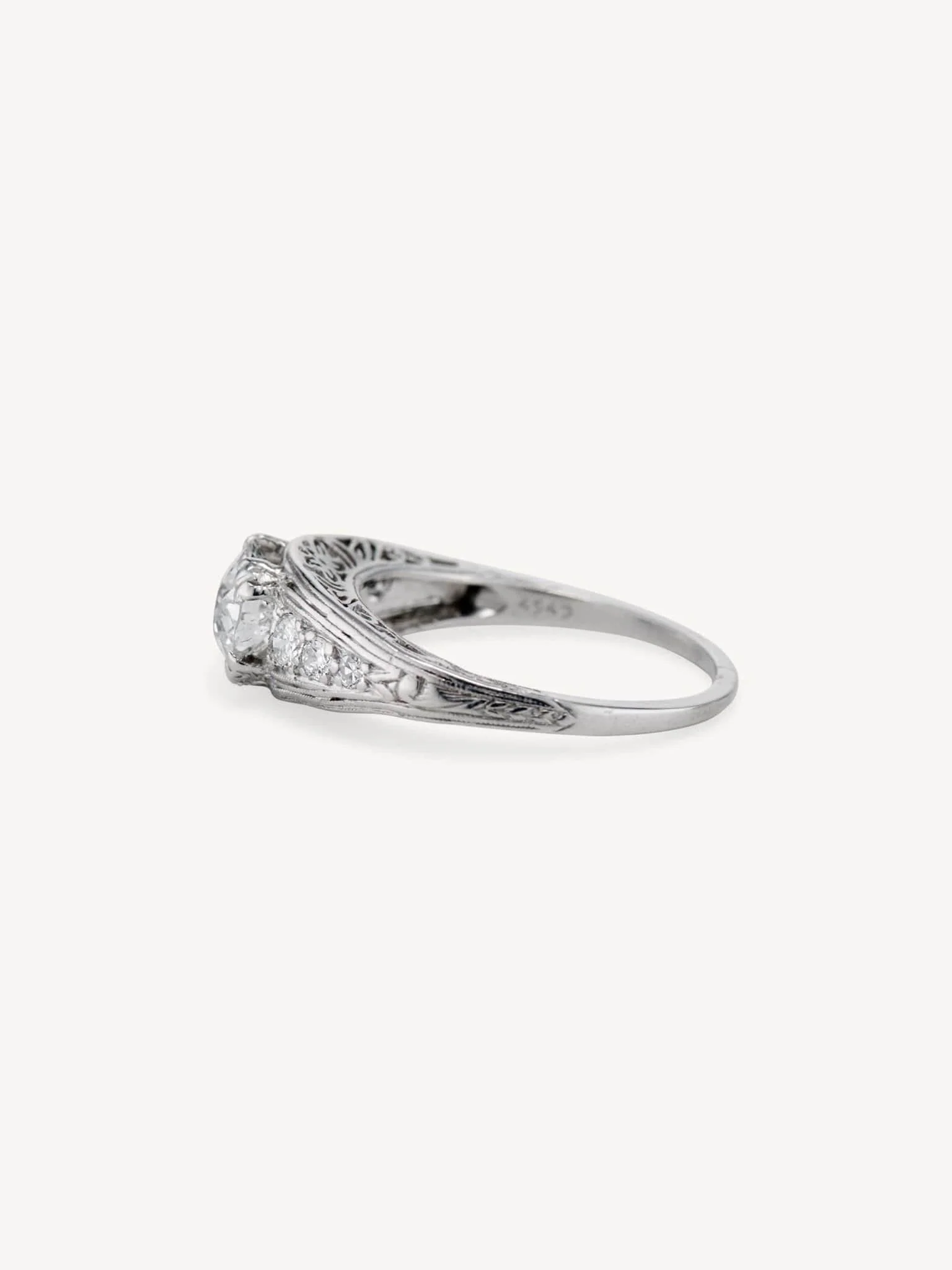 Art Deco Dome Diamond Engagement Ring - Image 5