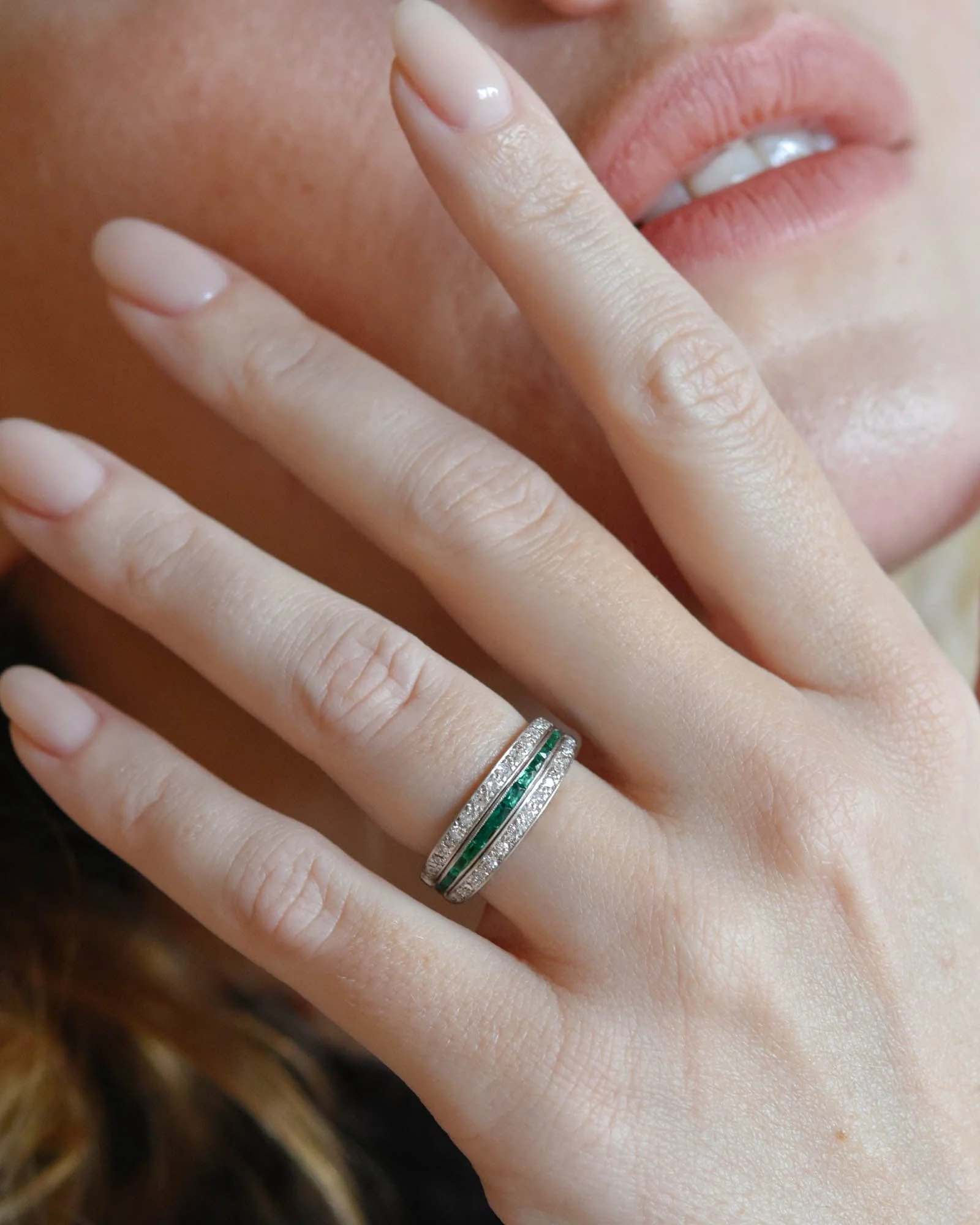 Art Deco Emerald Ruby & Diamond Flip Ring - Image 3
