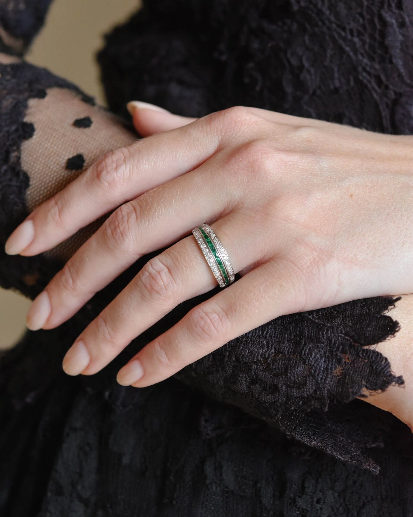 Art Deco Emerald Ruby & Diamond Flip Ring - Image 6