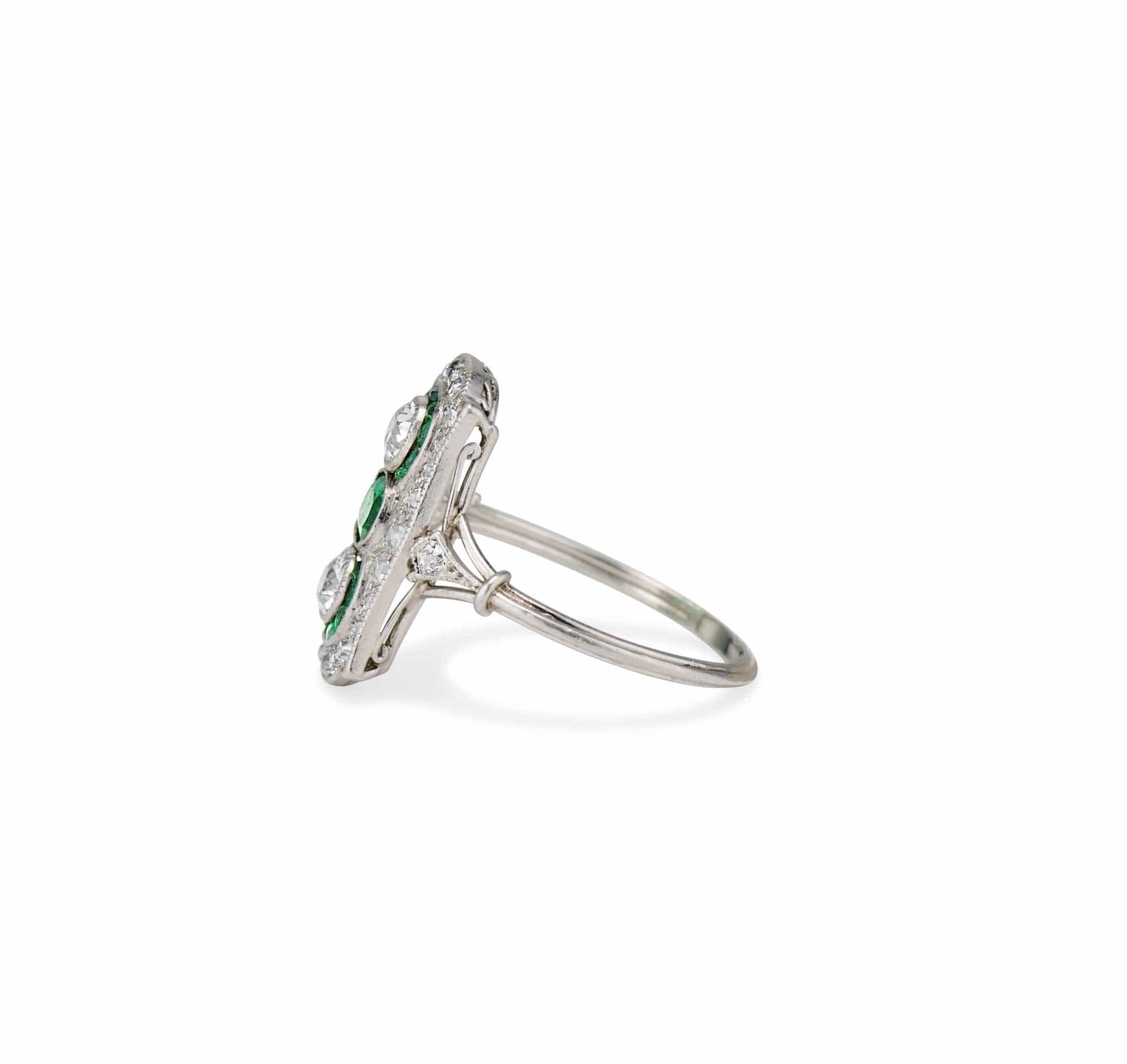 Art Deco Emerald and Diamond Dinner Ring - Image 3
