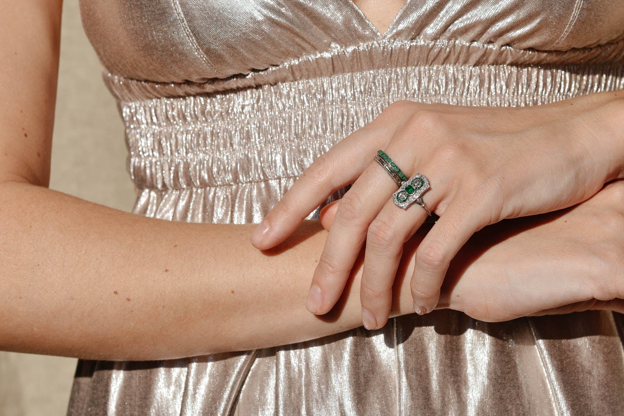 Art Deco Emerald and Diamond Dinner Ring - Image 4
