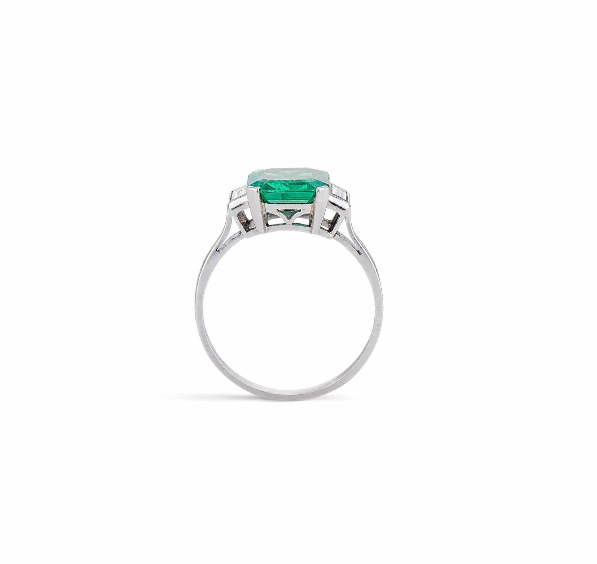 Art Deco 1.93 Carat Colombian Emerald & Diamond Ring - Image 4