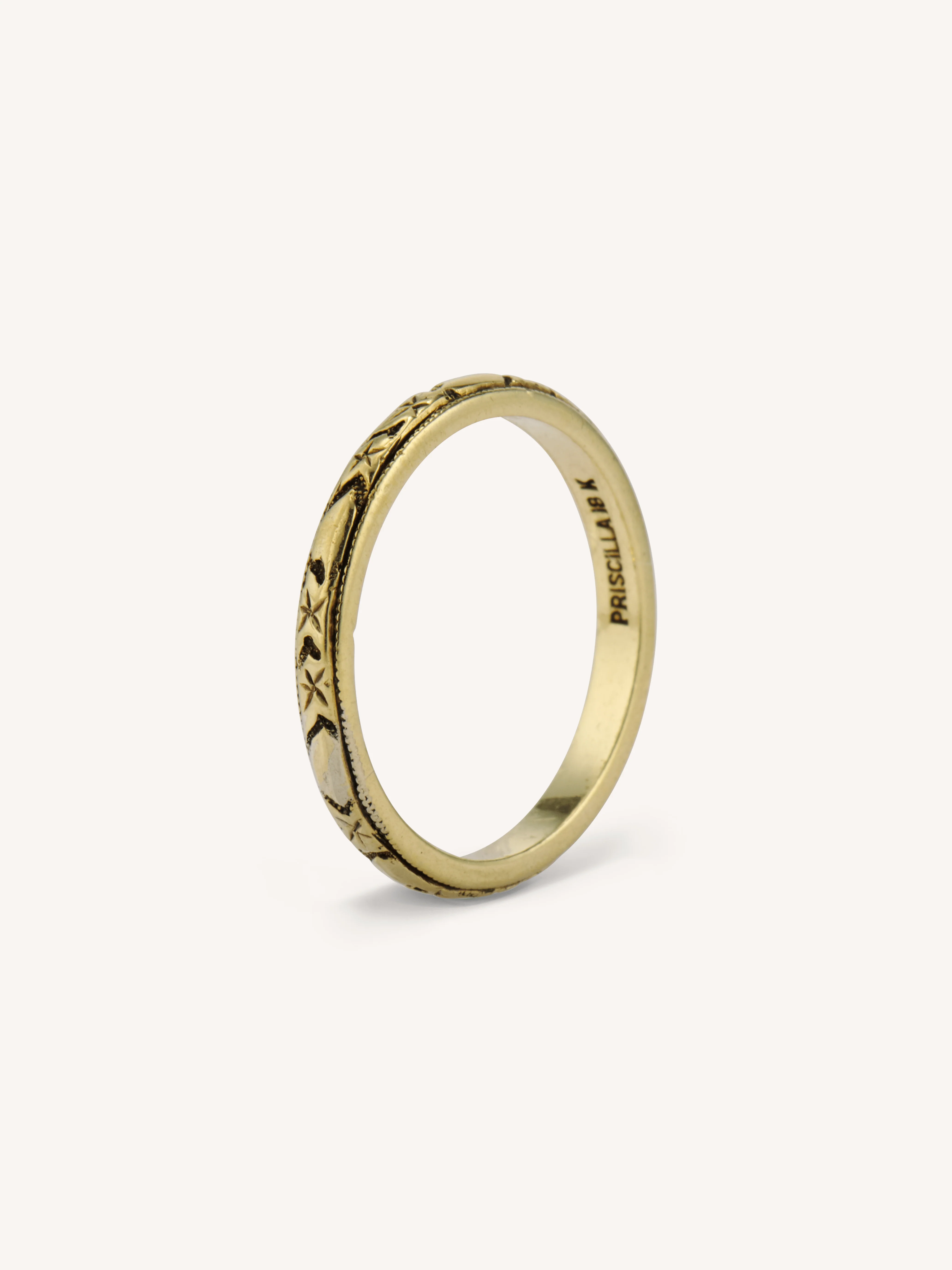 Art Deco Engraved Gold Vintage Wedding Band - Size 6.5 - Image 2