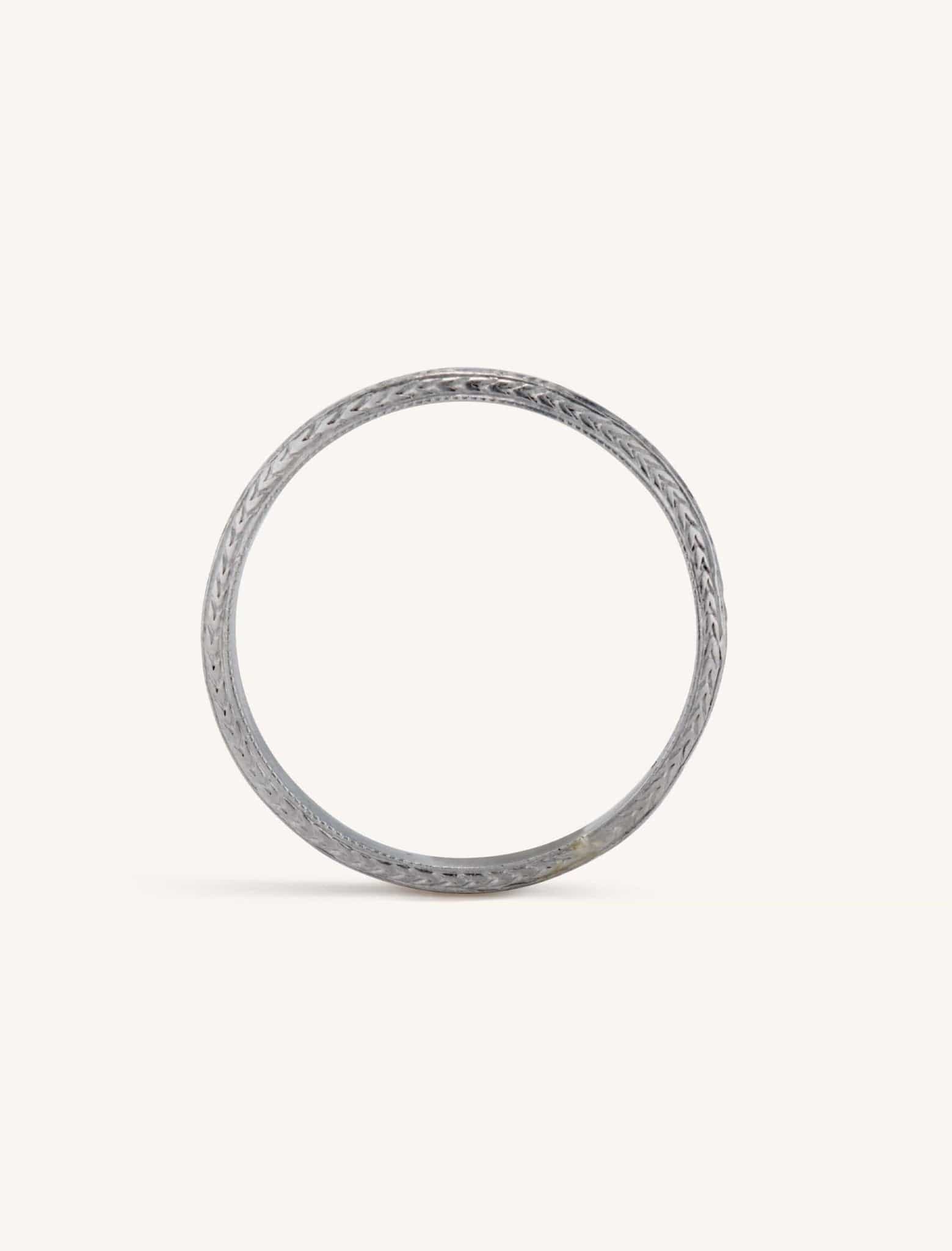 Art Deco Engraved Platinum Wedding Band Size 7 - Image 2