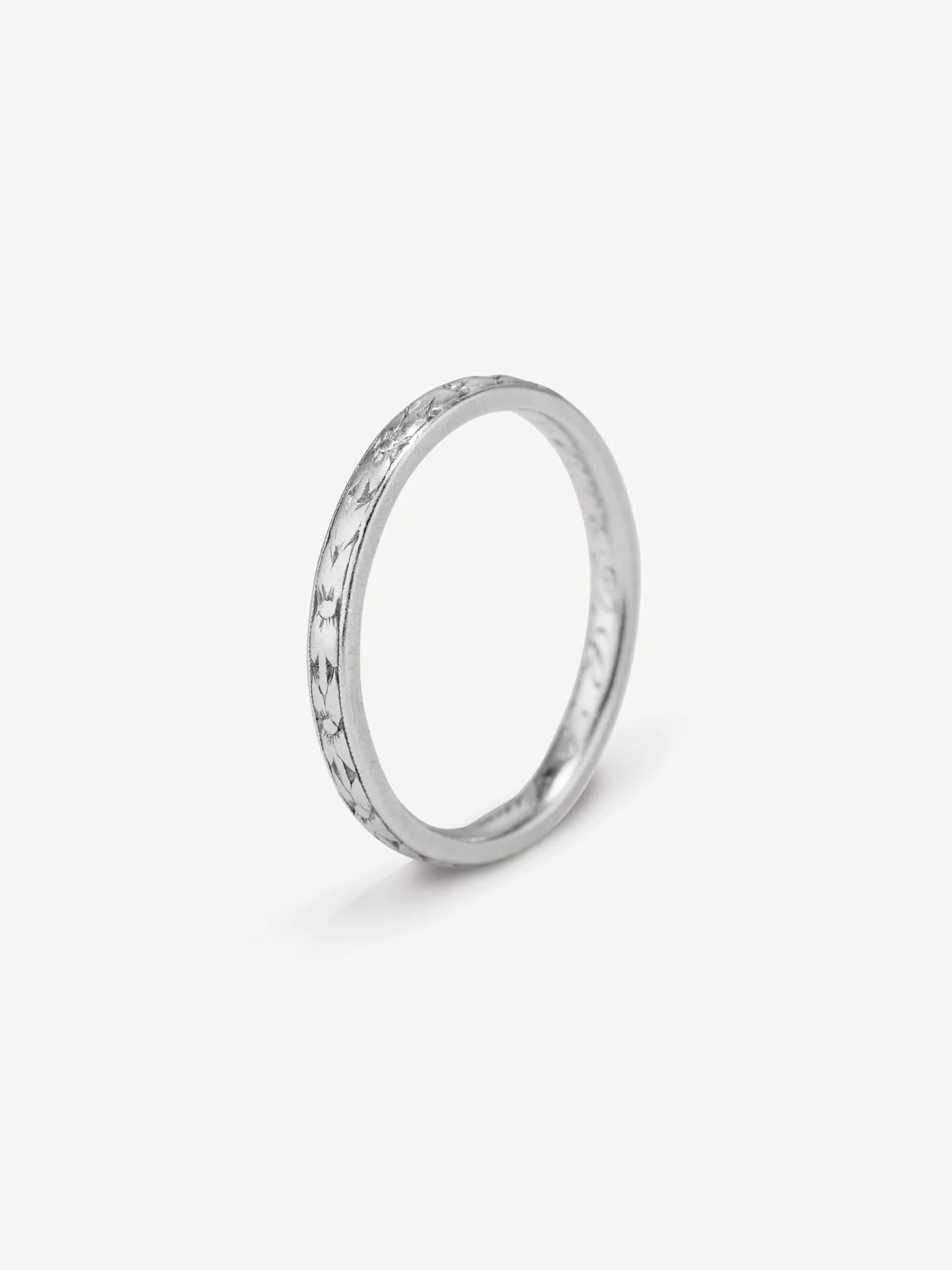 Art Deco Forget Me Not Wedding Band, New York Size 6 - Image 2