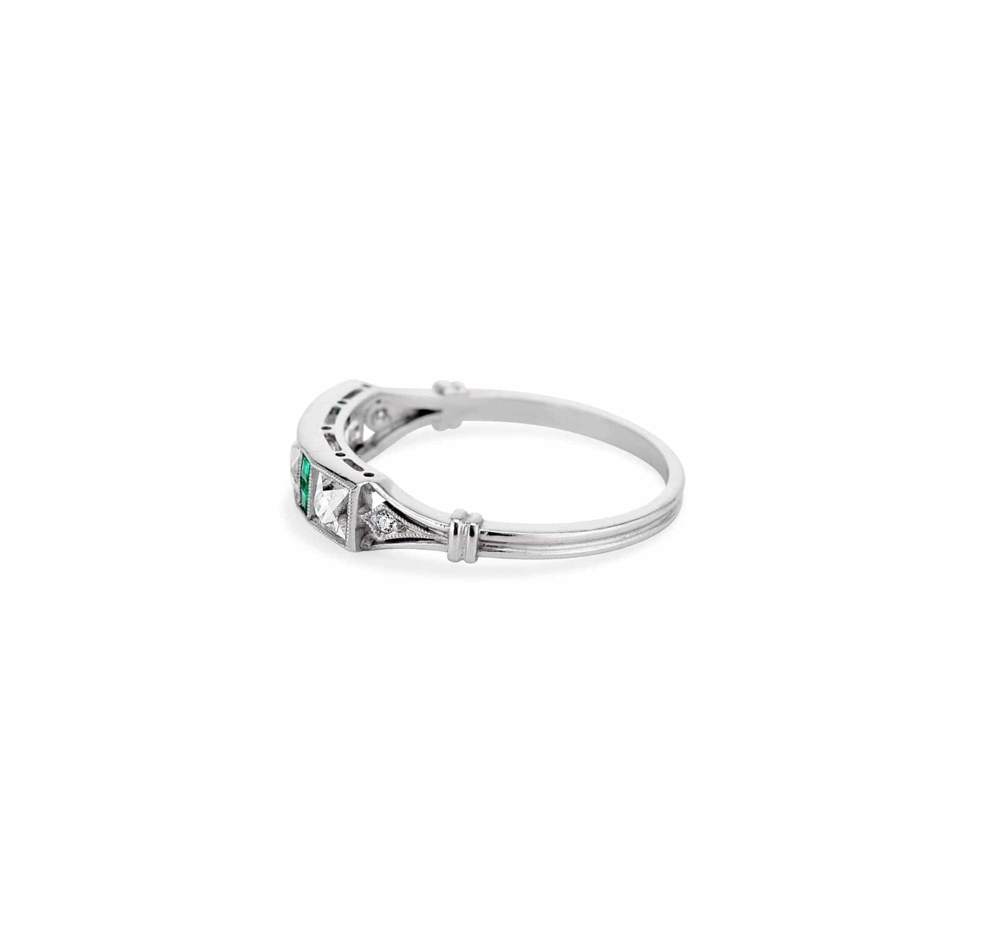 Art Deco French Cut Diamond & Emerald Band - Image 3
