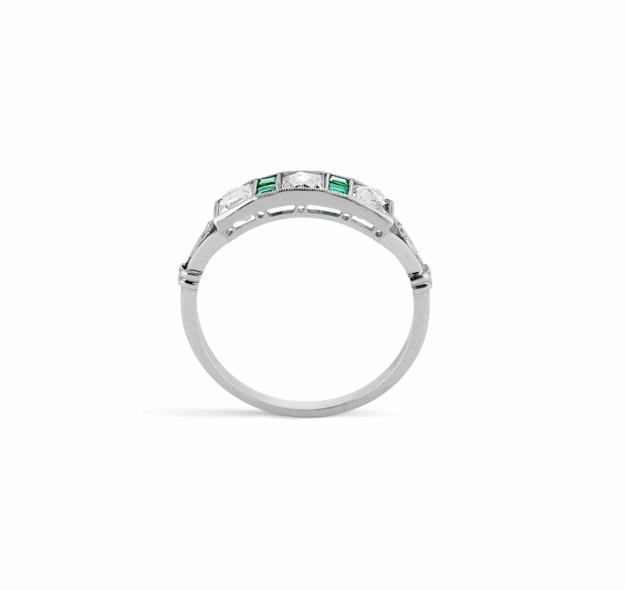 Art Deco French Cut Diamond & Emerald Band - Image 4