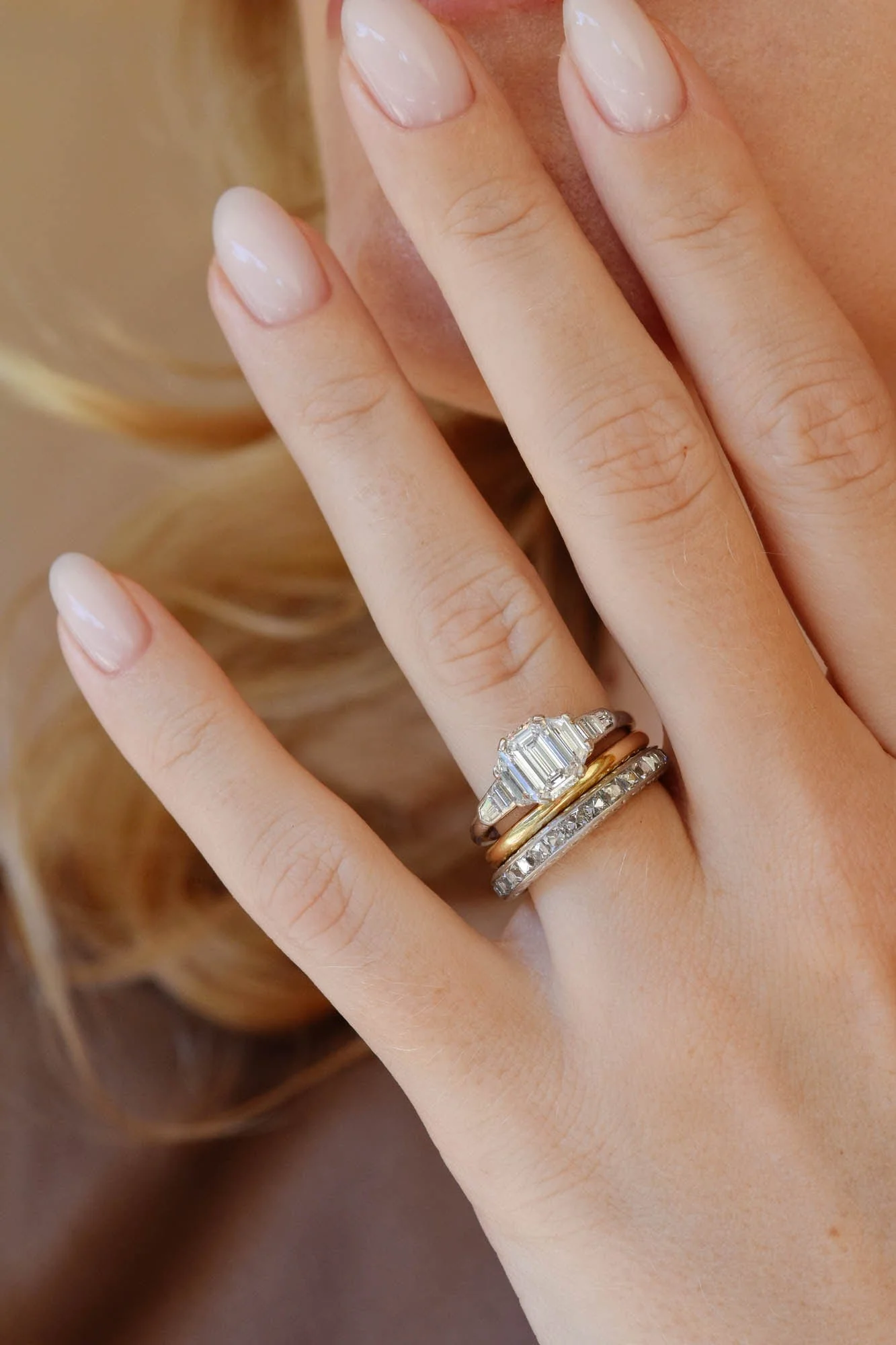 Art Deco French Cut Diamond Eternity Wedding Band - Image 2