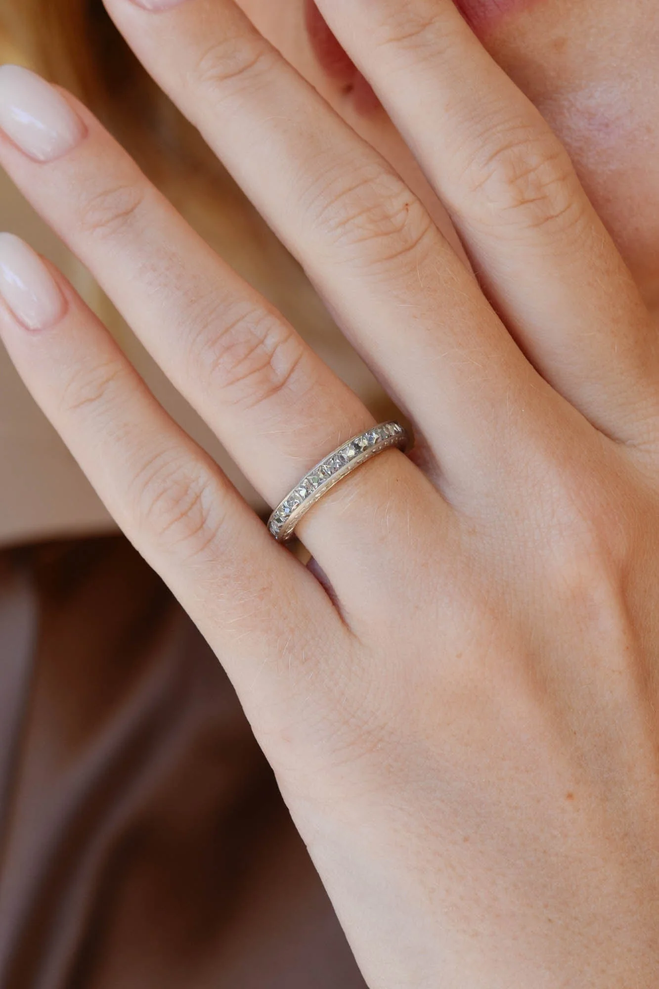 Art Deco French Cut Diamond Eternity Wedding Band - Image 3