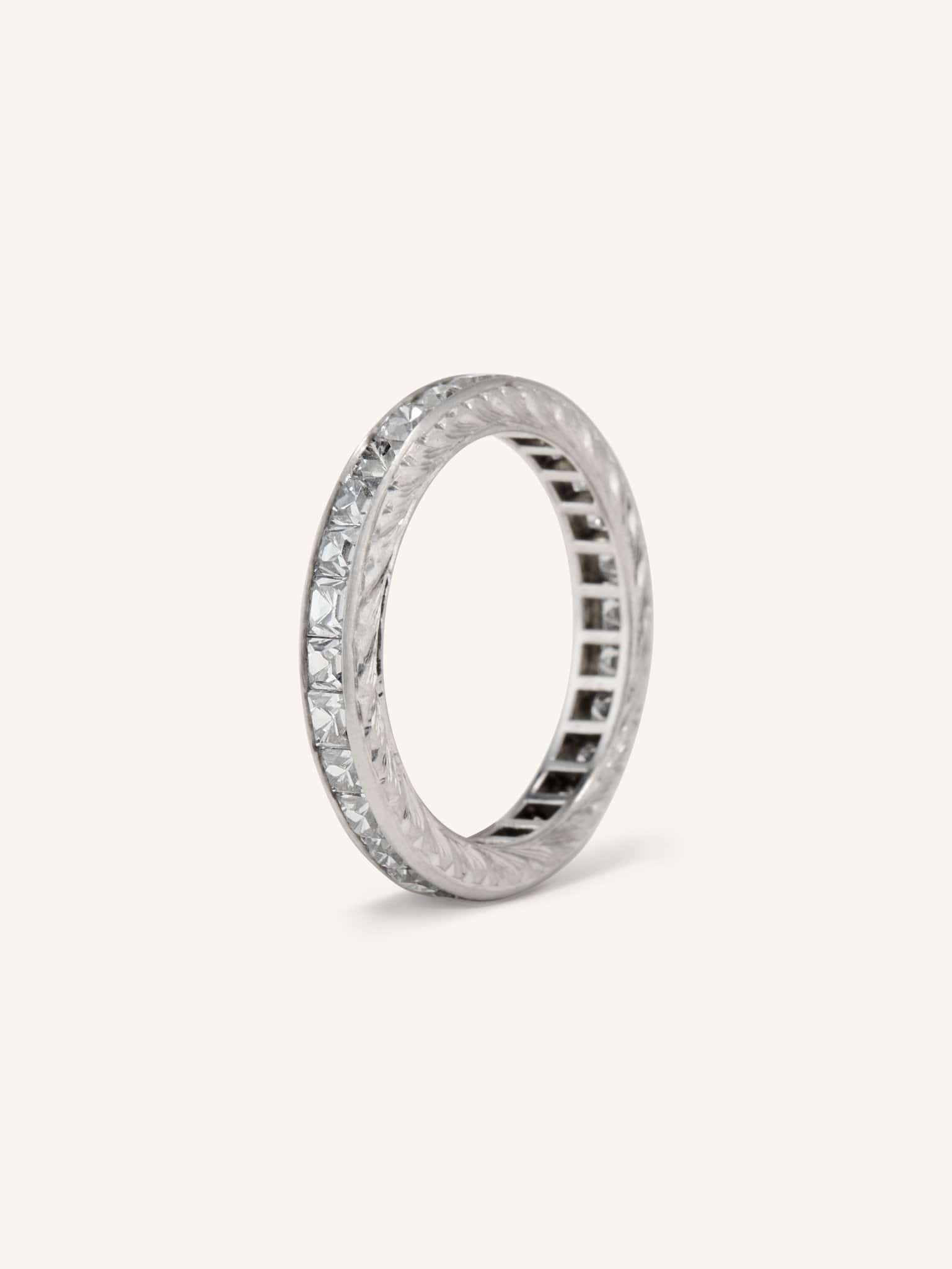 Art Deco French Cut Diamond Eternity Wedding Band - Image 6