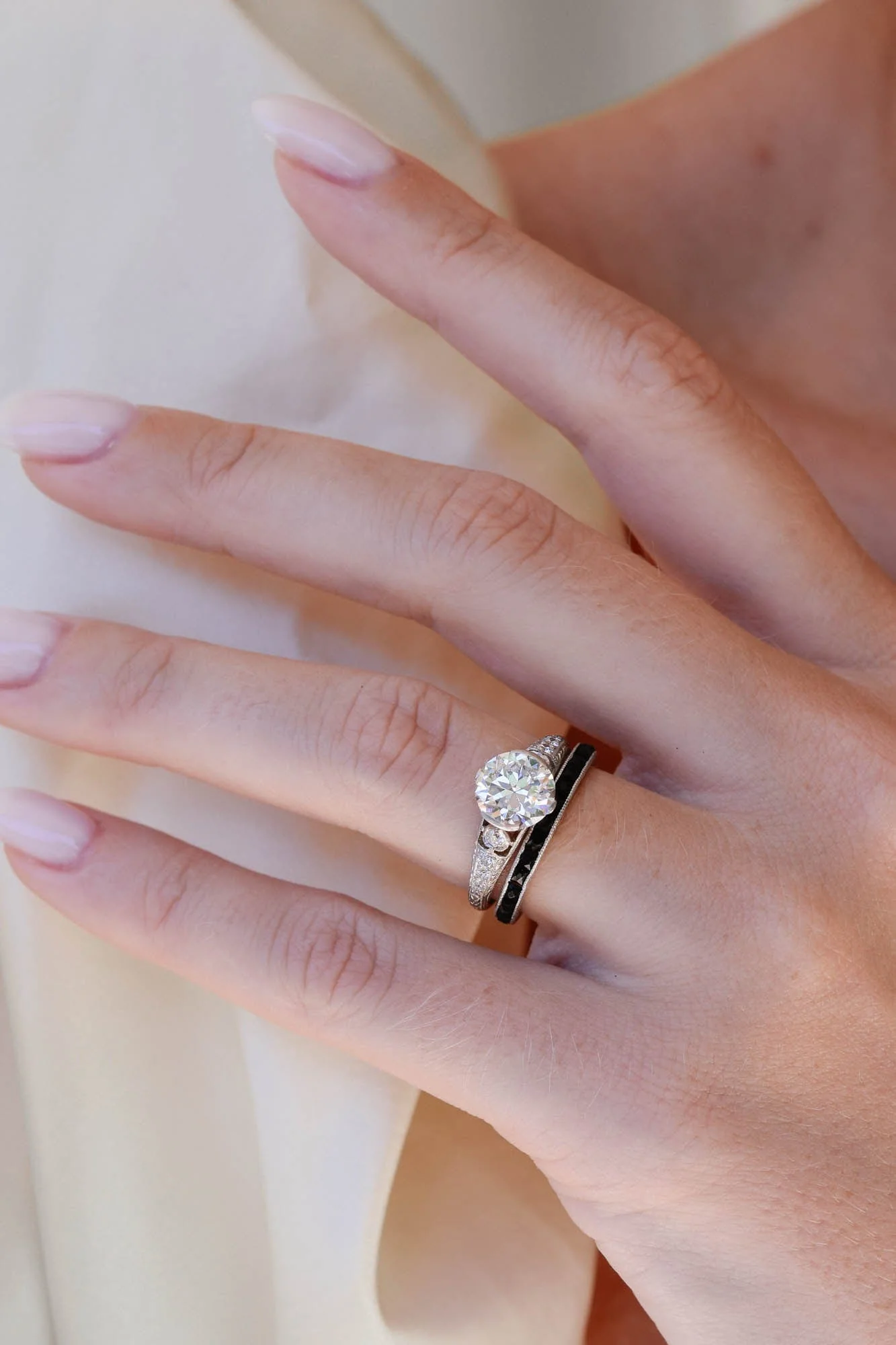 Art Deco French Cut Onyx Eternity Band - Image 2