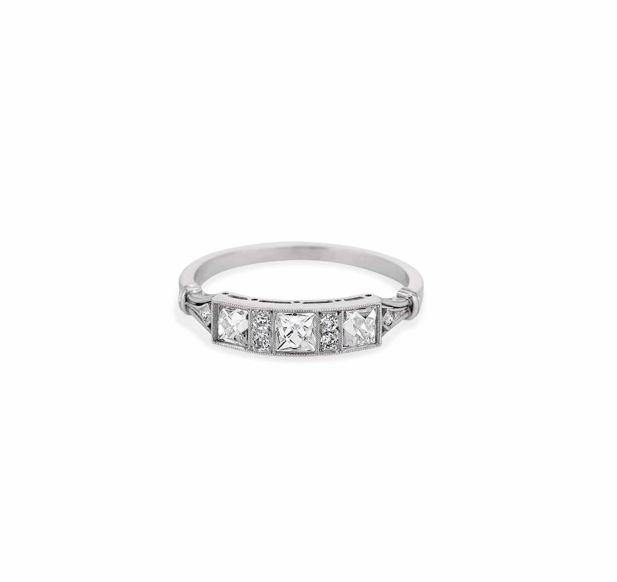 Art Deco French & Old European Cut Cut Diamond Half Band - Image 2