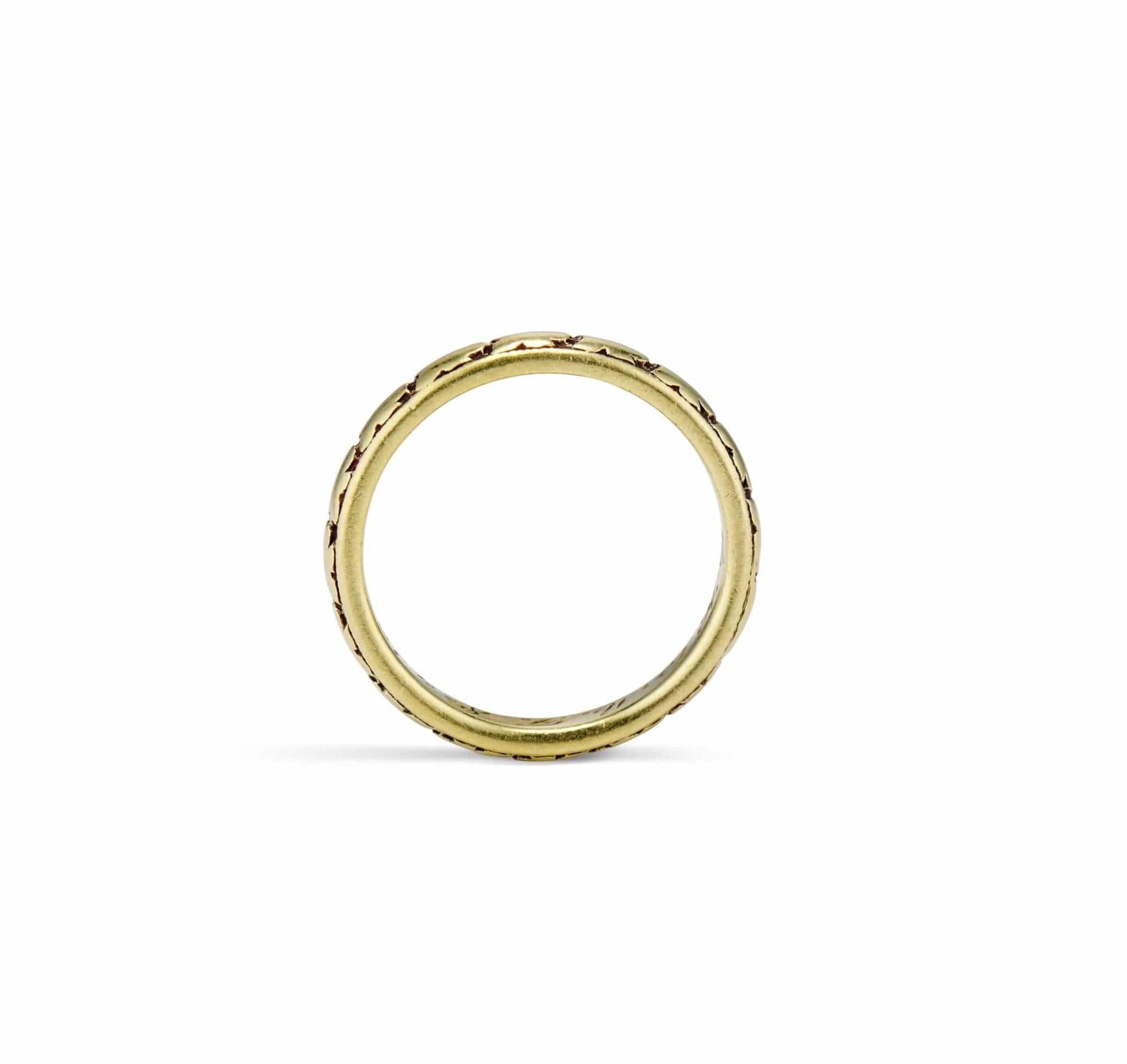 Traub Art Deco Gold Orange Blossom Wedding Band, America - Image 2
