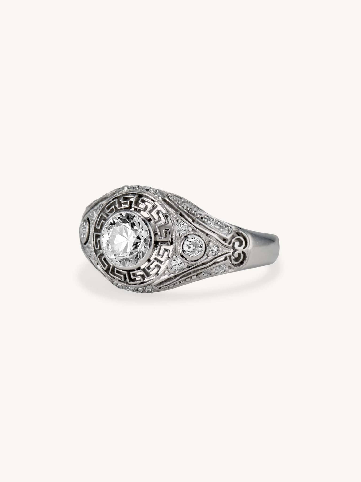 Art Deco Marcus & Co. Old European Cut Diamond Dome Vintage Engagement Ring, America - Image 3