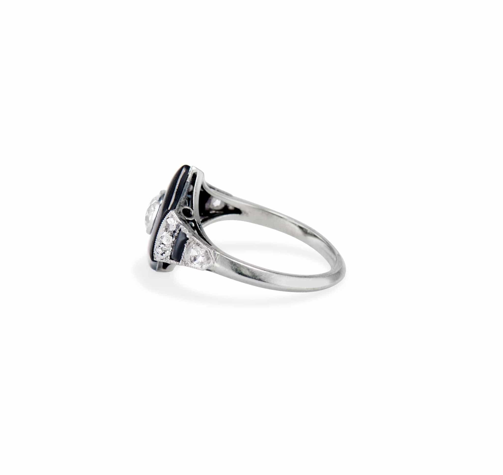 Art Deco Hexagonal Onyx and Diamond Ring - Image 3