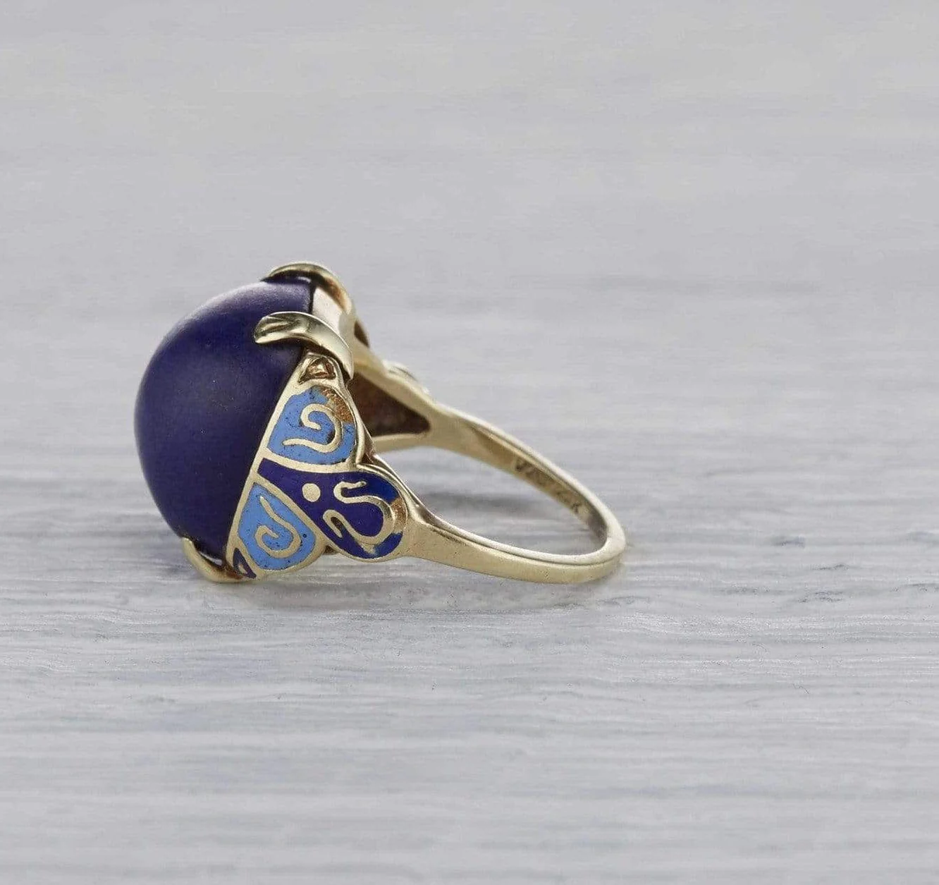 Art Deco Lapis and Enamel Ring - Image 3