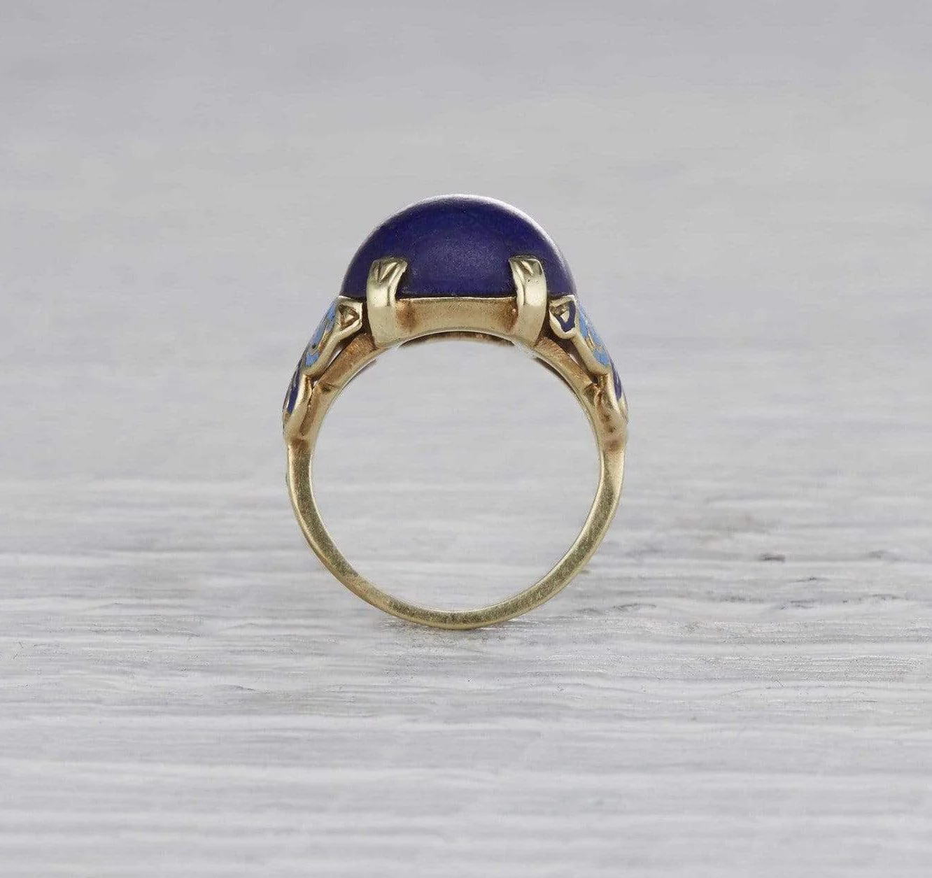 Art Deco Lapis and Enamel Ring - Image 4