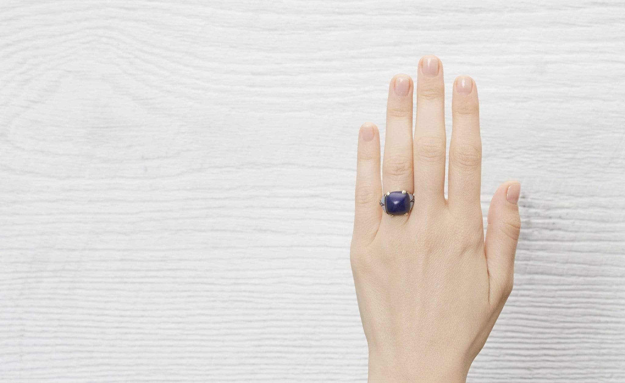 Art Deco Lapis and Enamel Ring - Image 5