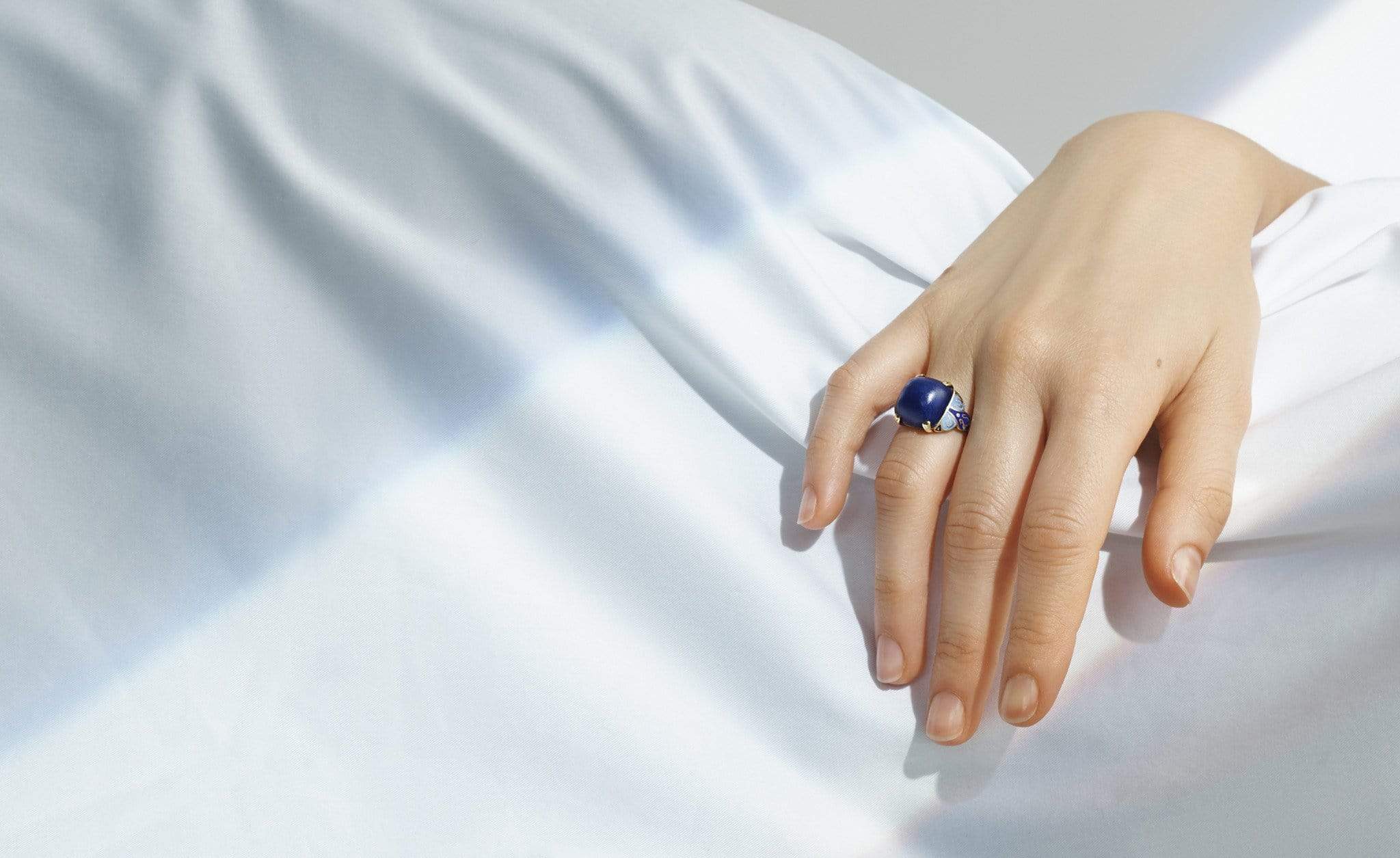 Art Deco Lapis and Enamel Ring - Image 6