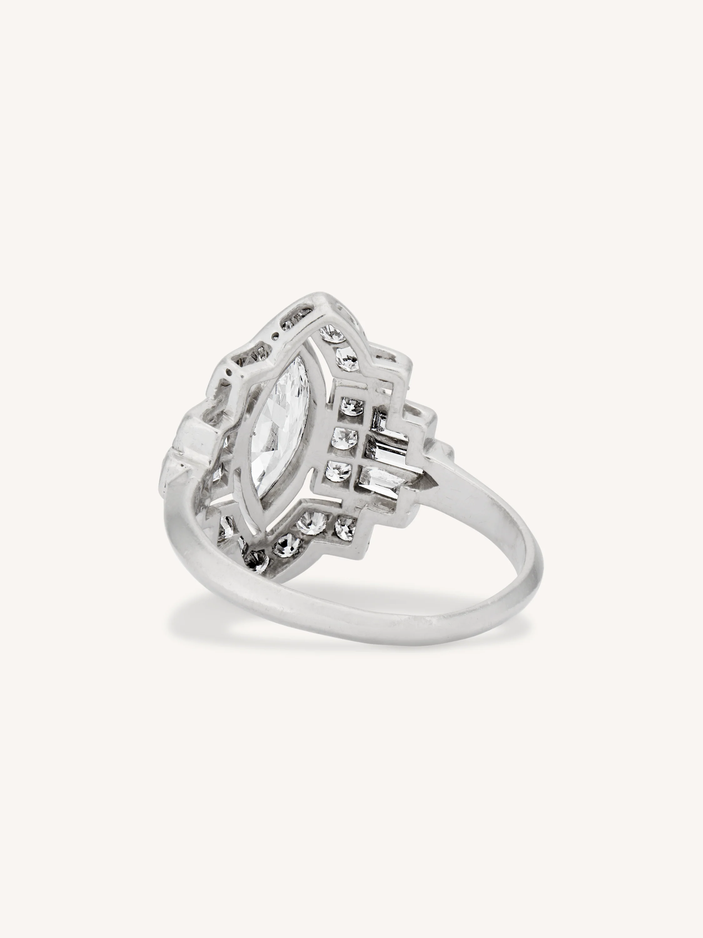 Art Deco Marquise Cut Diamond Vintage Engagement Ring - Image 5