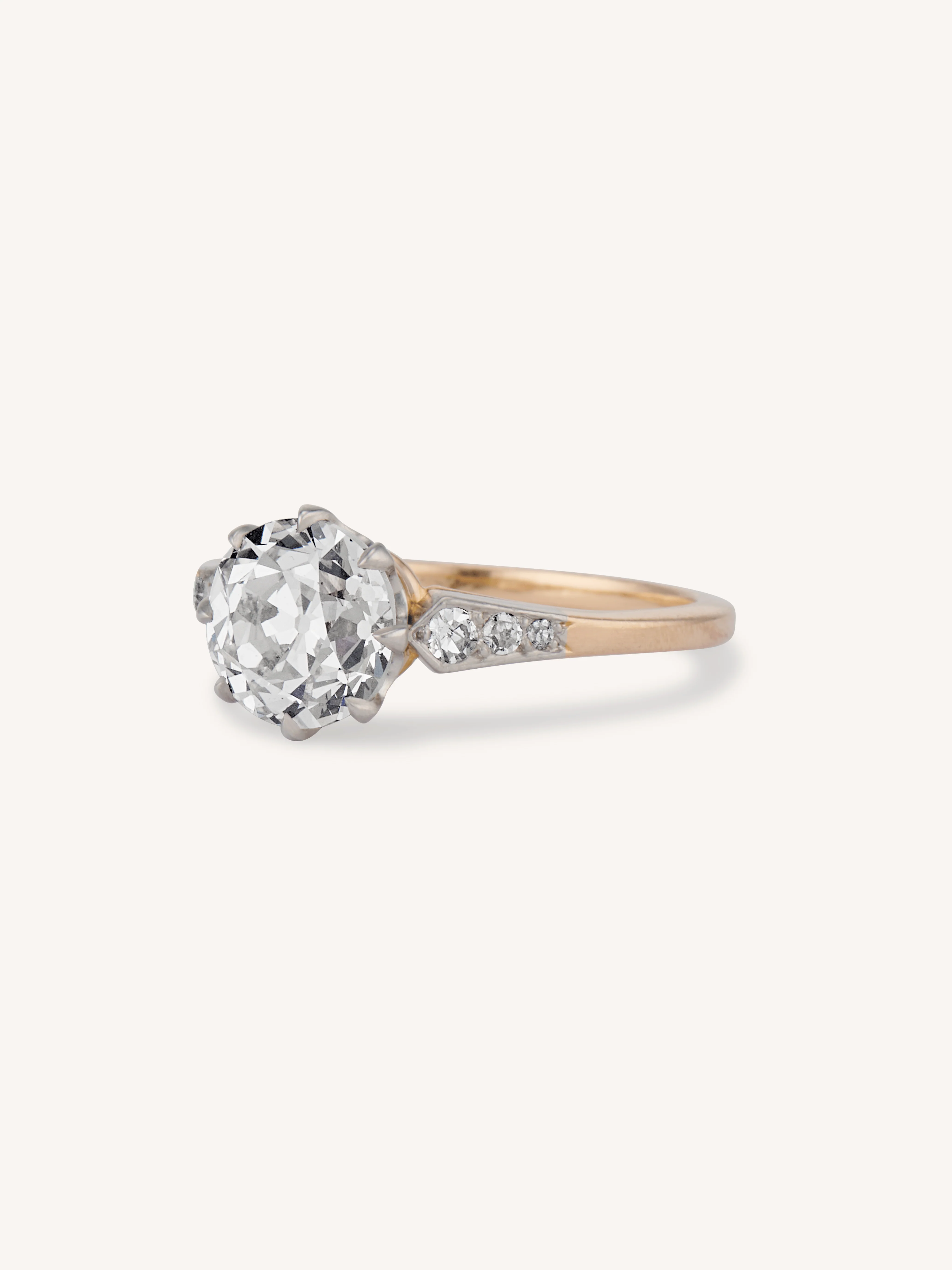 Art Deco 2.21 Carat Old European Cut Diamond Vintage Engagement Ring, France - Image 4
