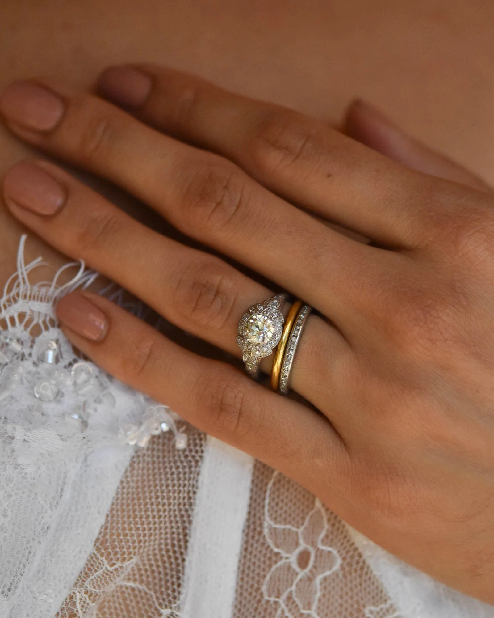 Art Deco Old European Cut Diamond Vintage Engagement Ring - Image 2