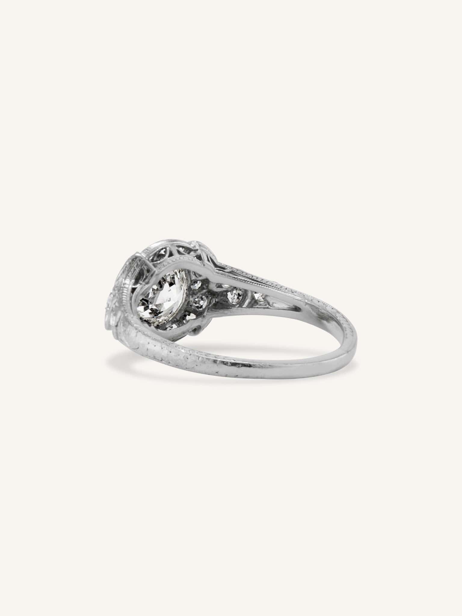 Art Deco Old European Cut Diamond Vintage Engagement Ring - Image 4