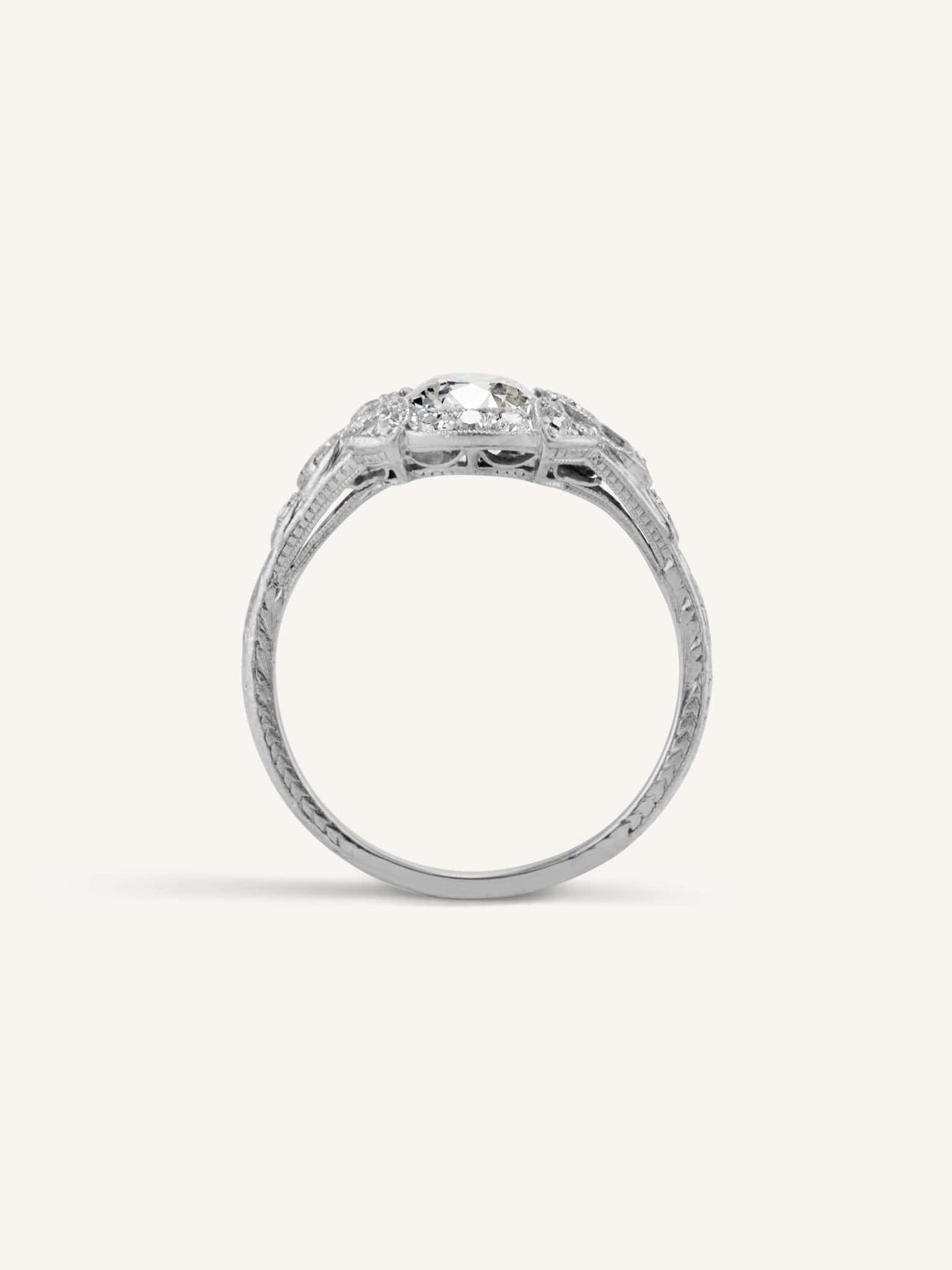 Art Deco Old European Cut Diamond Vintage Engagement Ring - Image 5