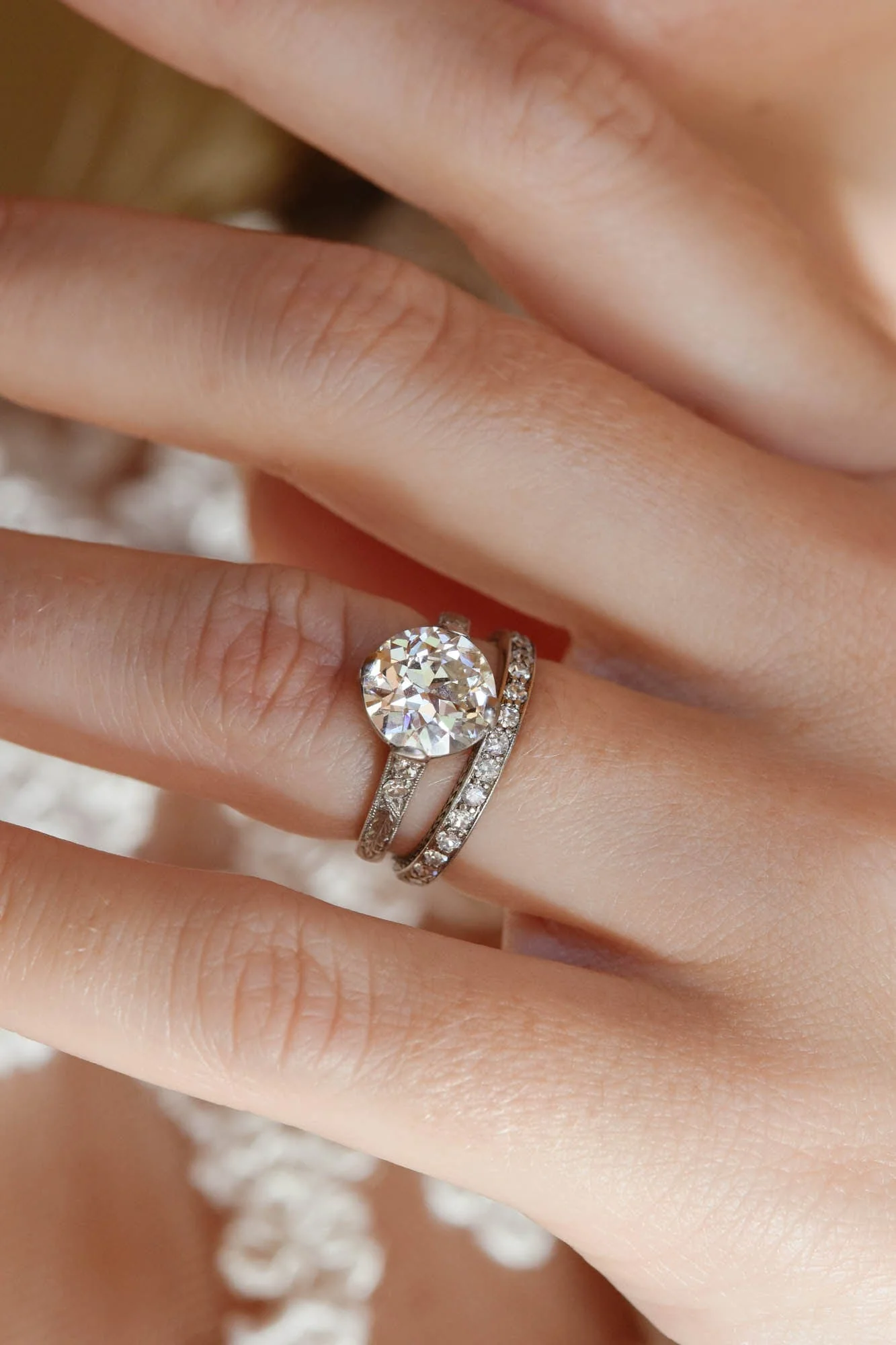 Art Deco 2.66 Old European Cut Diamond Vintage Engagement Ring - Image 2