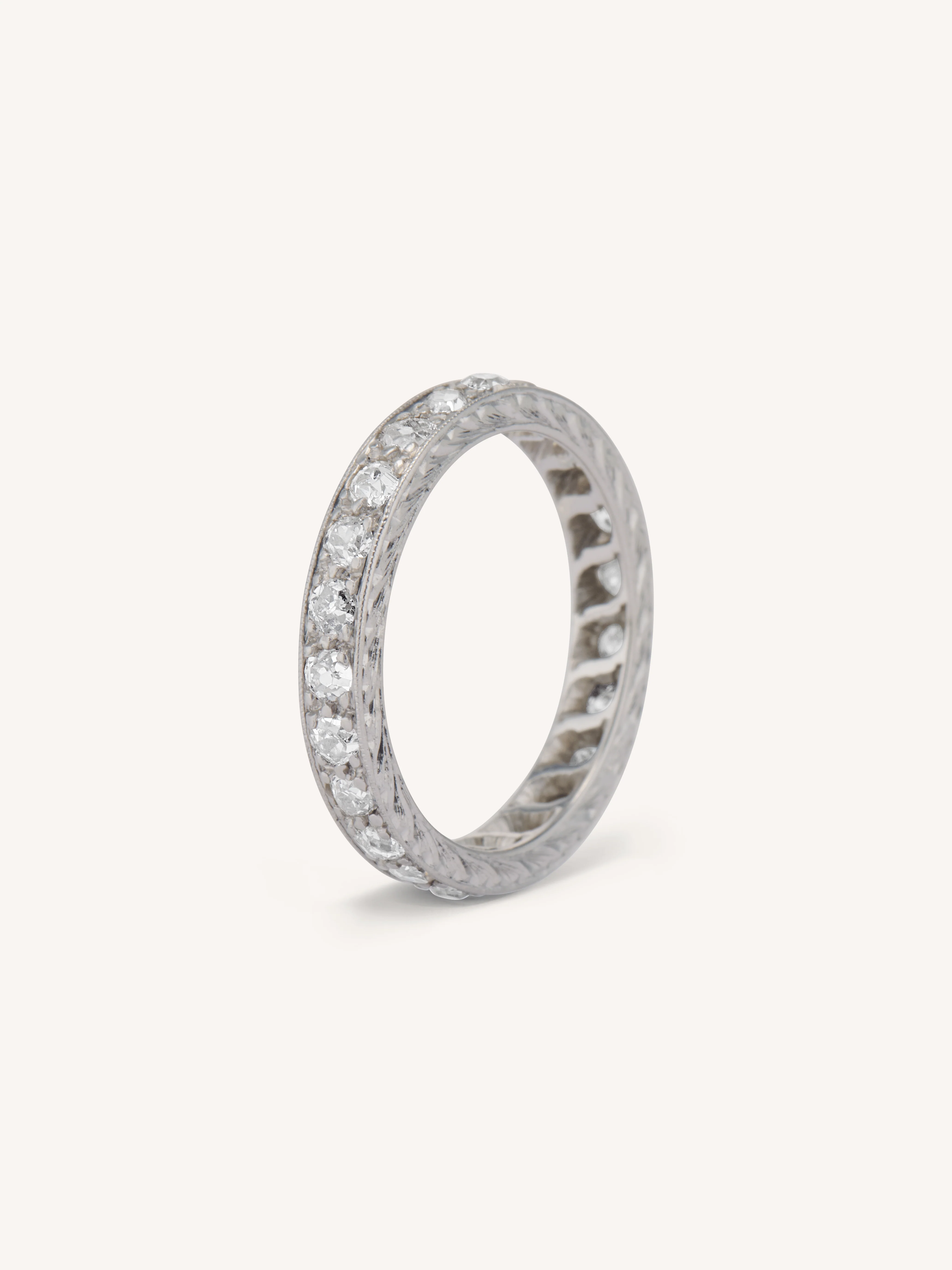 Art Deco .95 Carat Old European Cut Diamond Platinum Vintage Eternity Band – Size 5.5 - Image 3