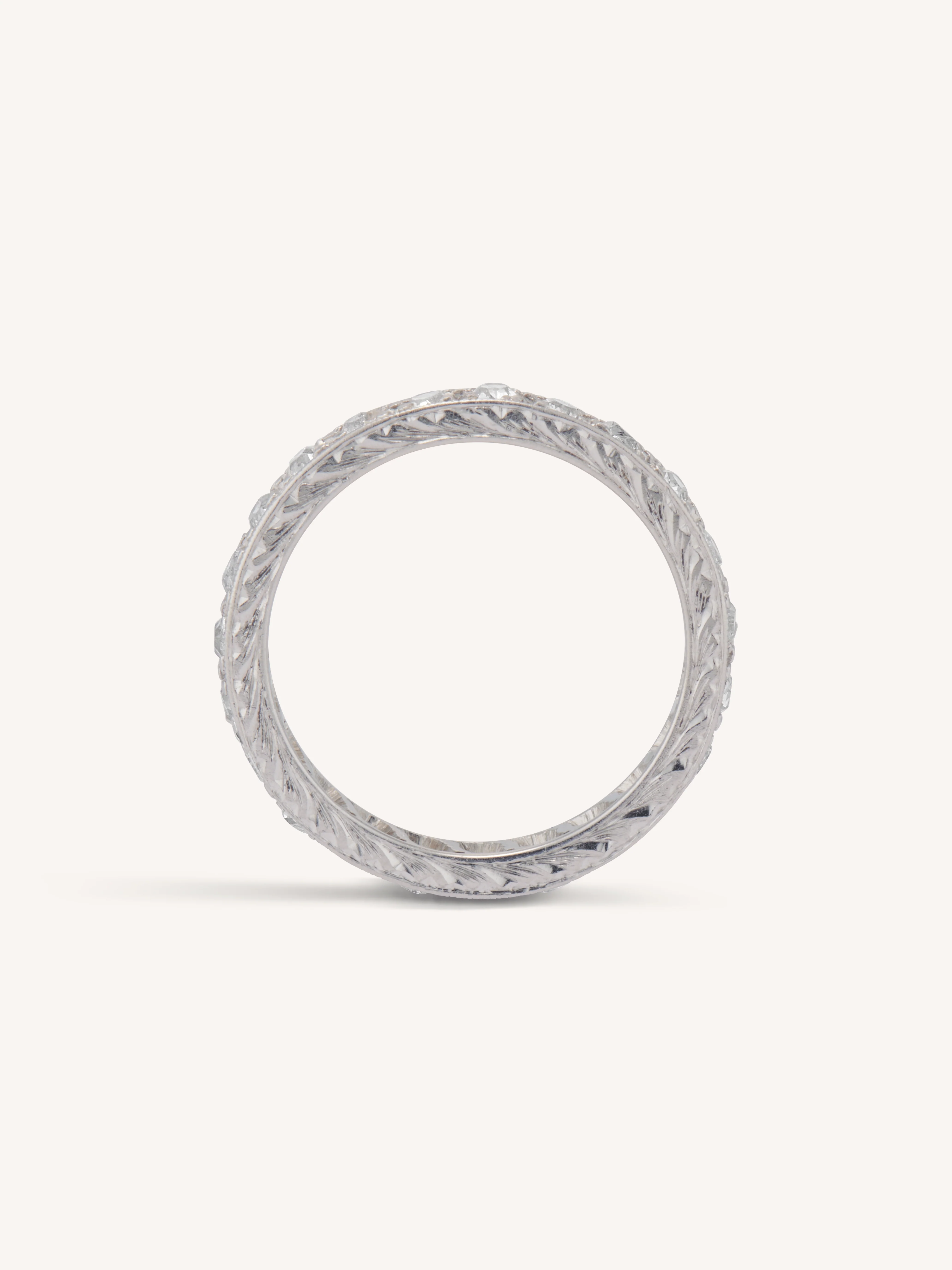 Art Deco .95 Carat Old European Cut Diamond Platinum Vintage Eternity Band – Size 5.5 - Image 4