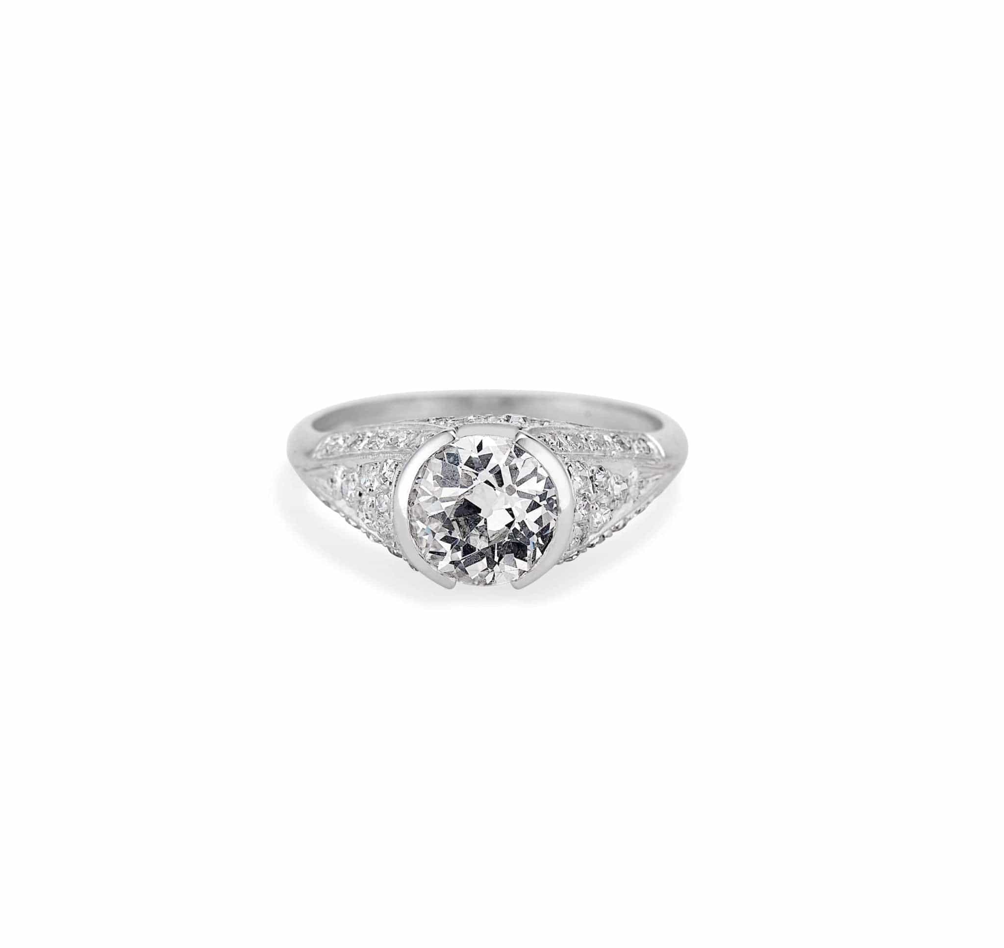 Art Deco 1.57 Carat Old Mine Cushion Diamond Ring - Image 2