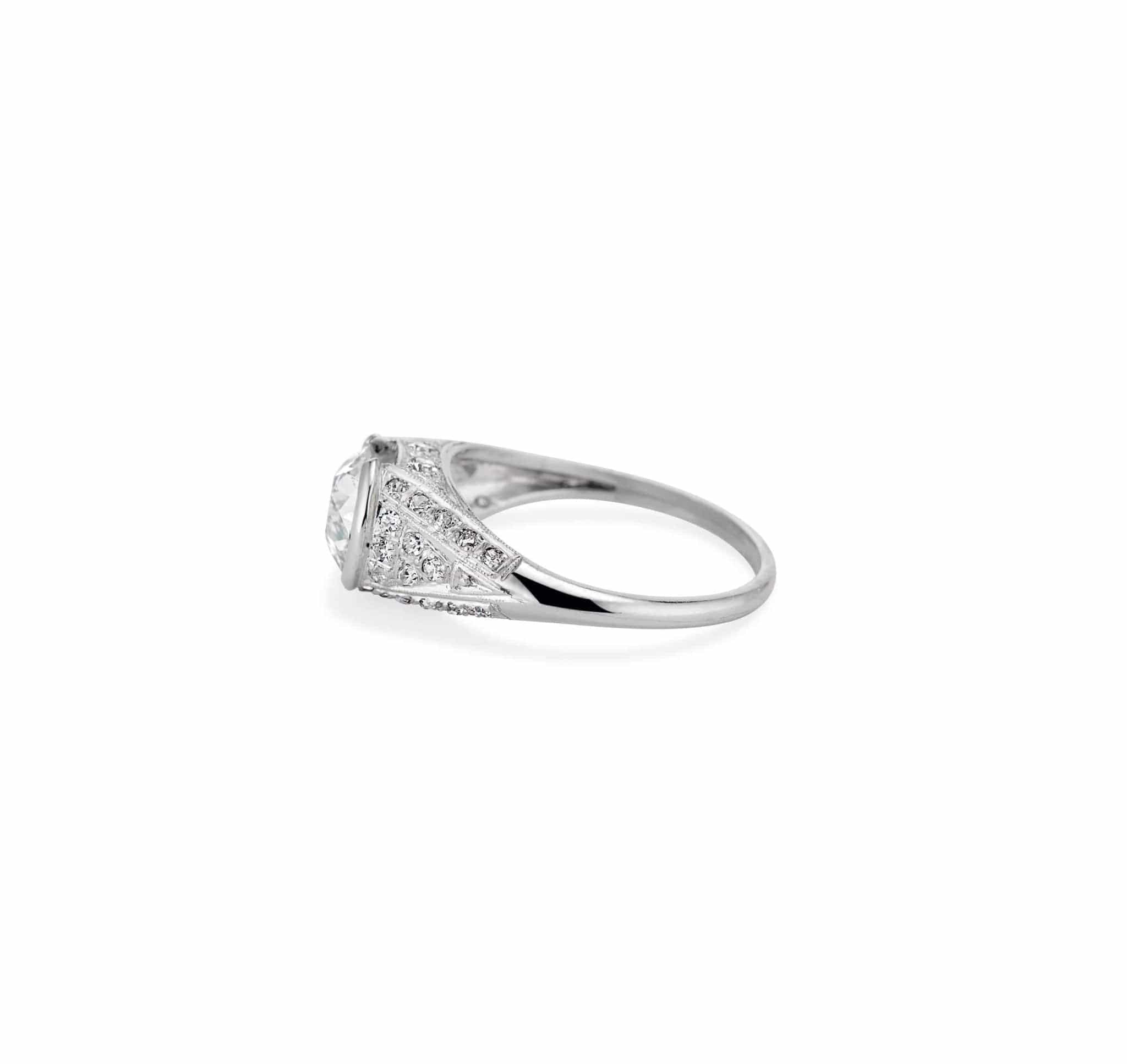 Art Deco 1.57 Carat Old Mine Cushion Diamond Ring - Image 3