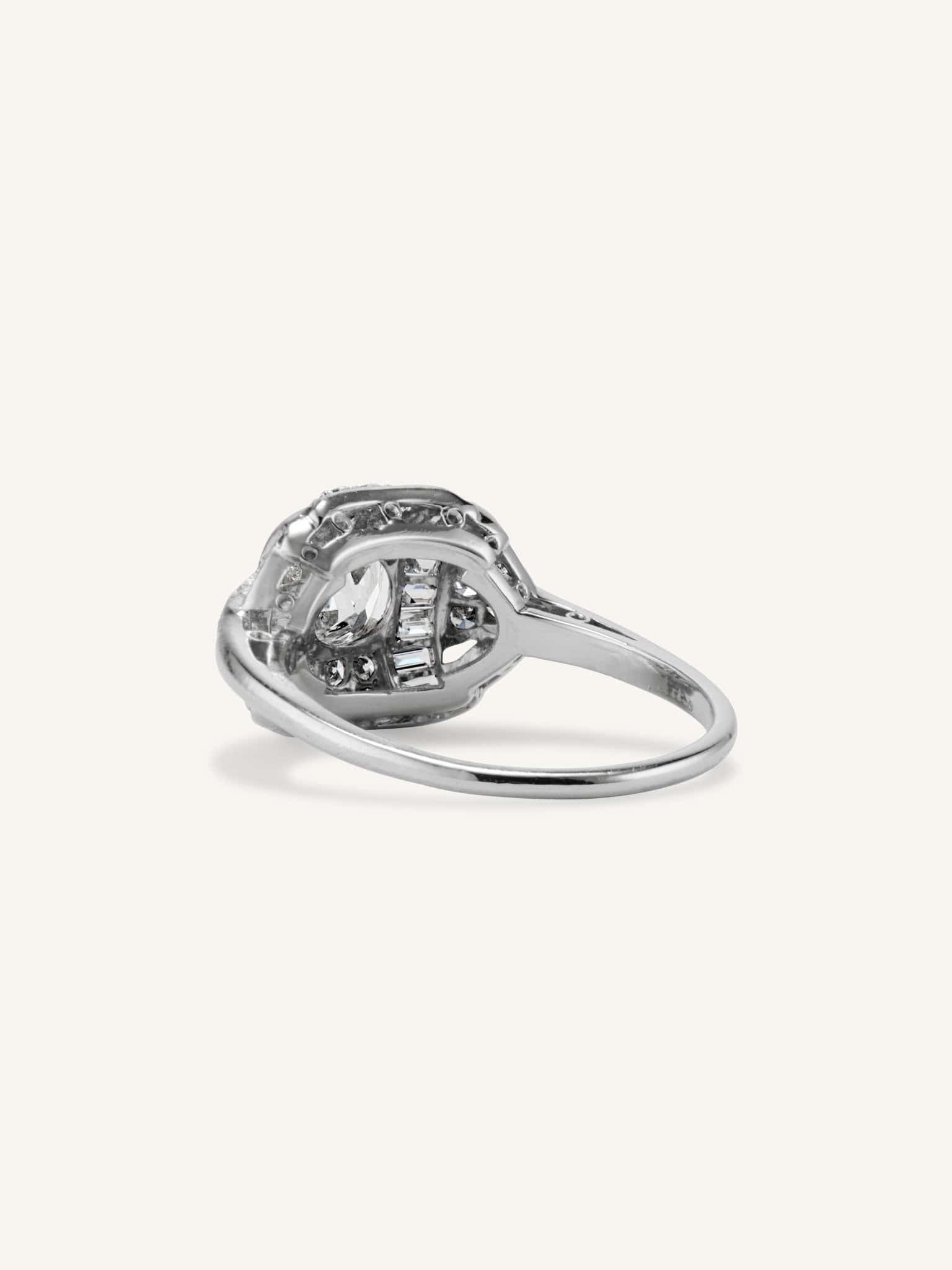 Art Deco Old Mine Cut Diamond Domed Antique Engagement Ring - Image 5