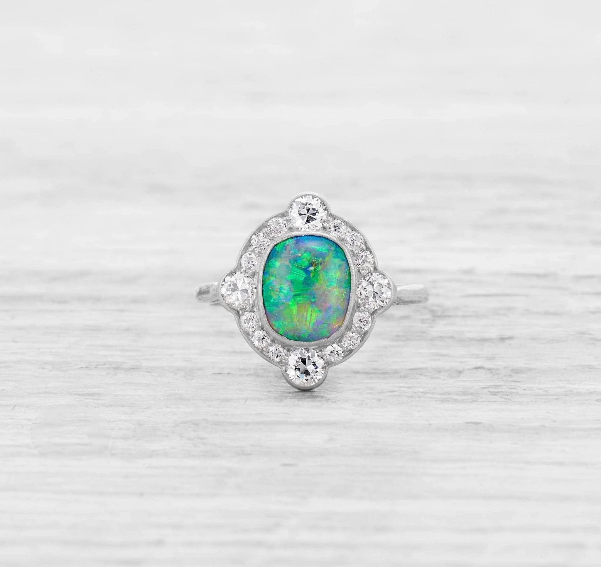 ART DECO OPAL AND DIAMOND ENGAGEMENT RING - Image 2