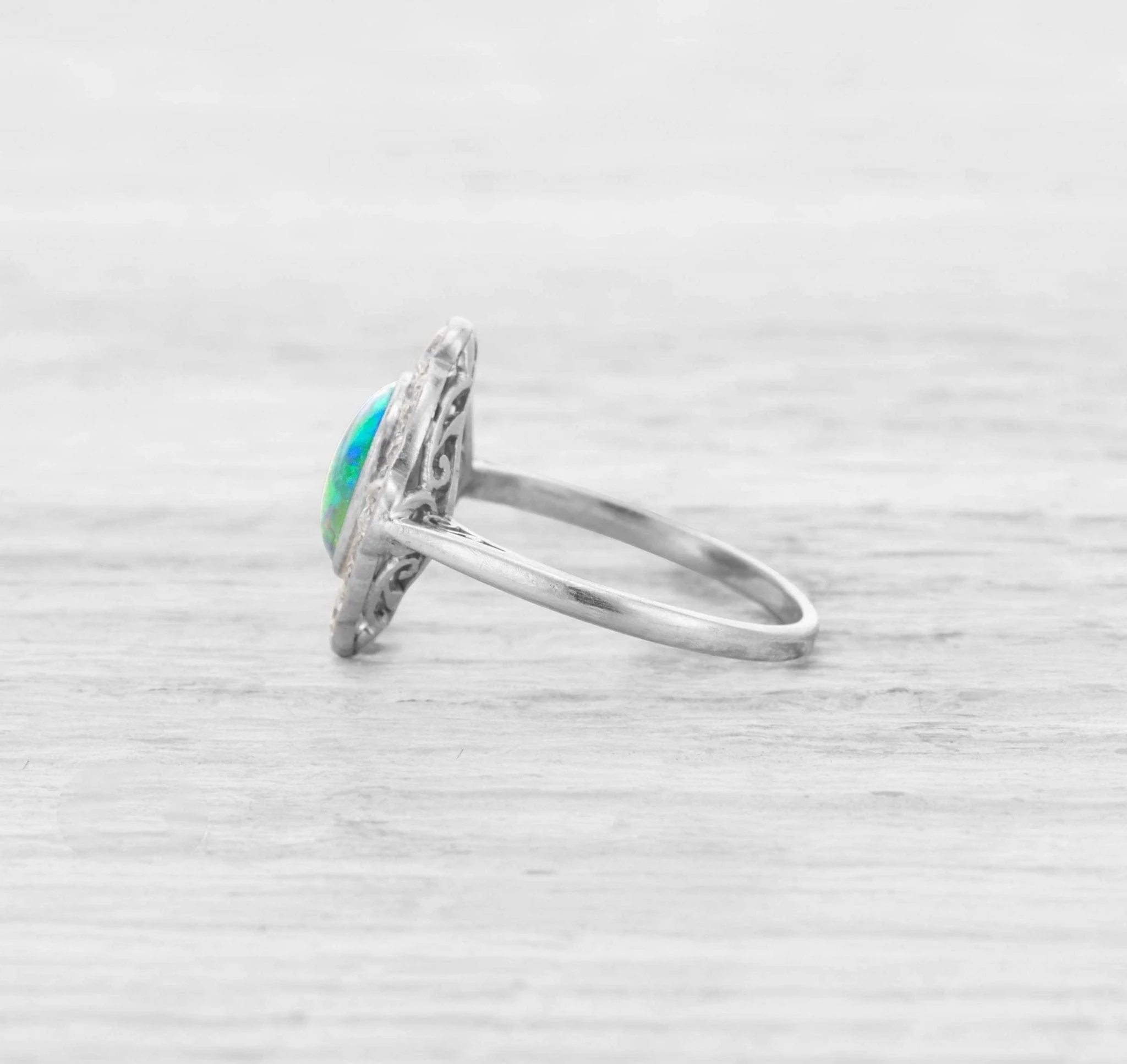 ART DECO OPAL AND DIAMOND ENGAGEMENT RING - Image 3