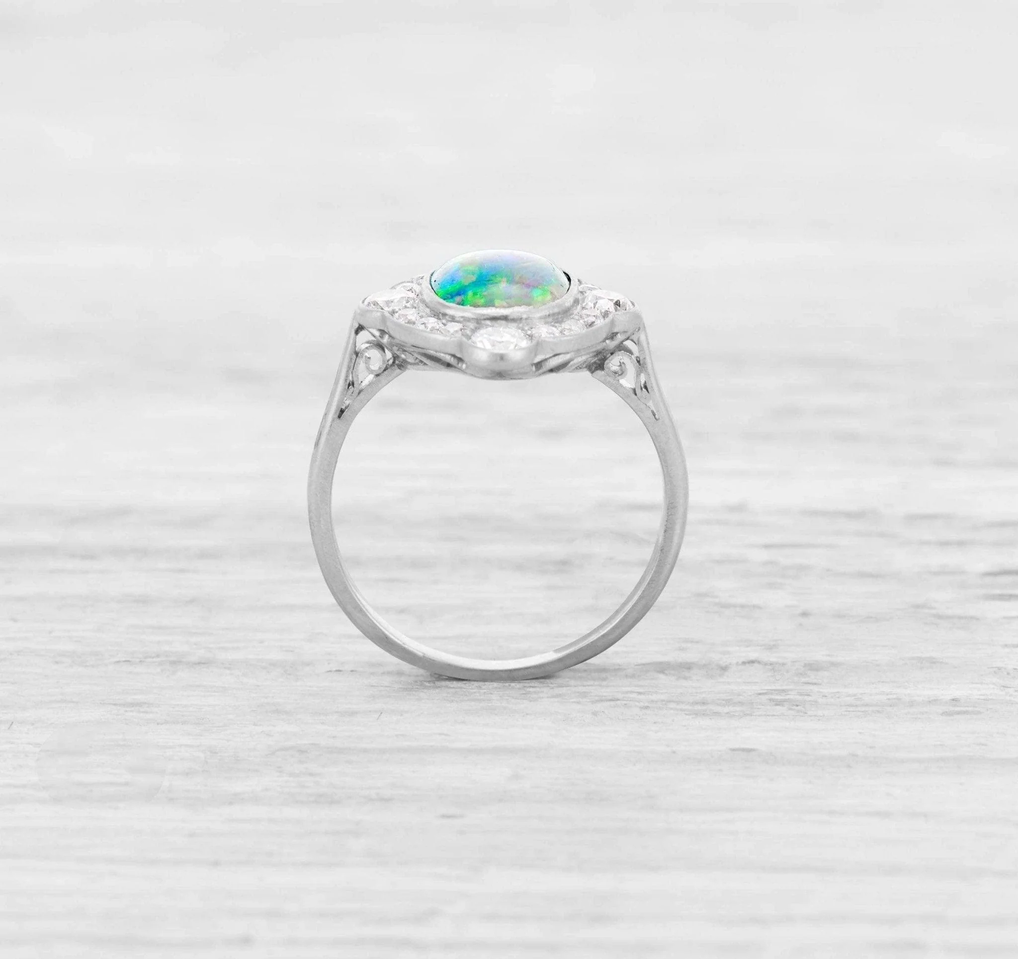 ART DECO OPAL AND DIAMOND ENGAGEMENT RING - Image 4