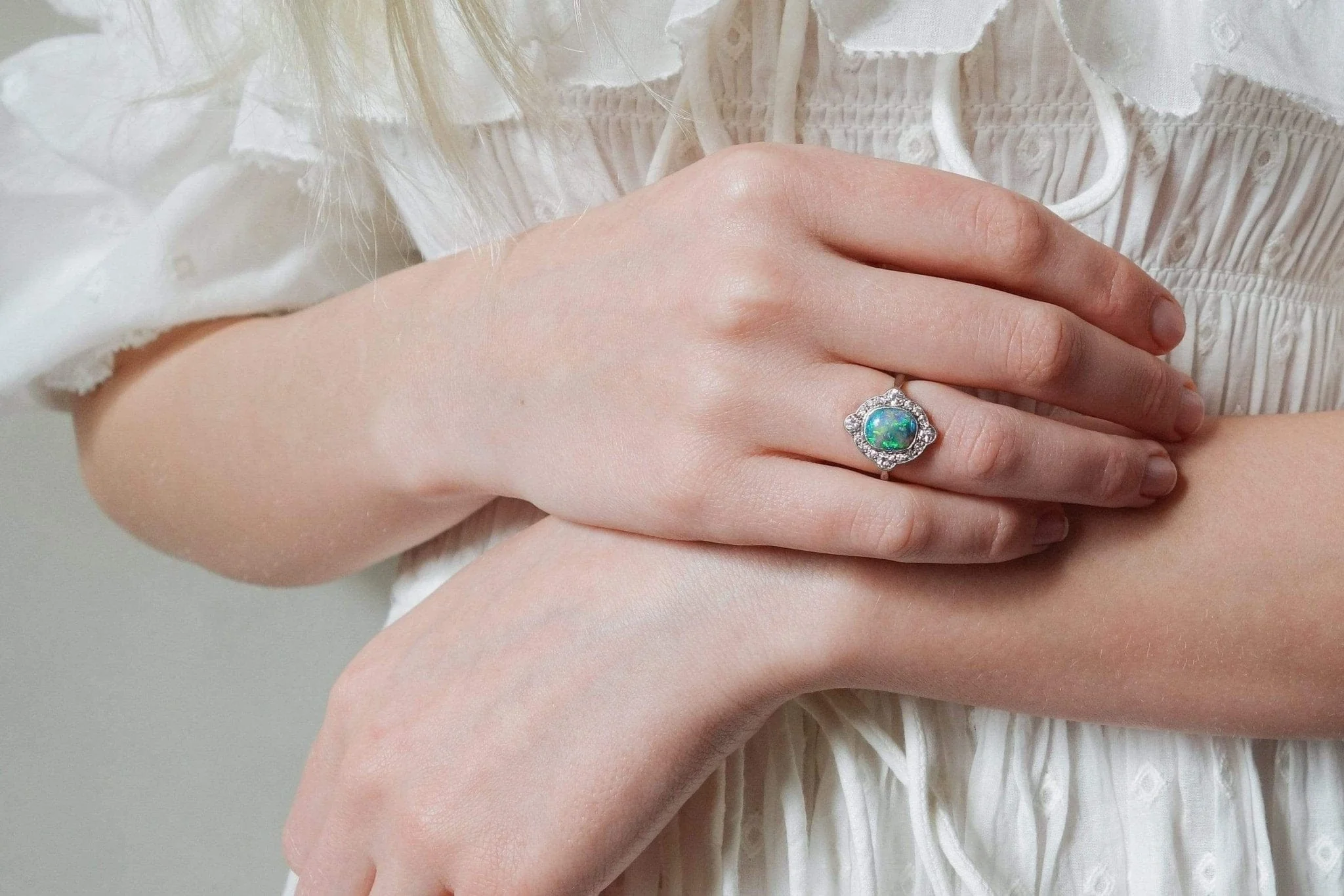 ART DECO OPAL AND DIAMOND ENGAGEMENT RING - Image 5