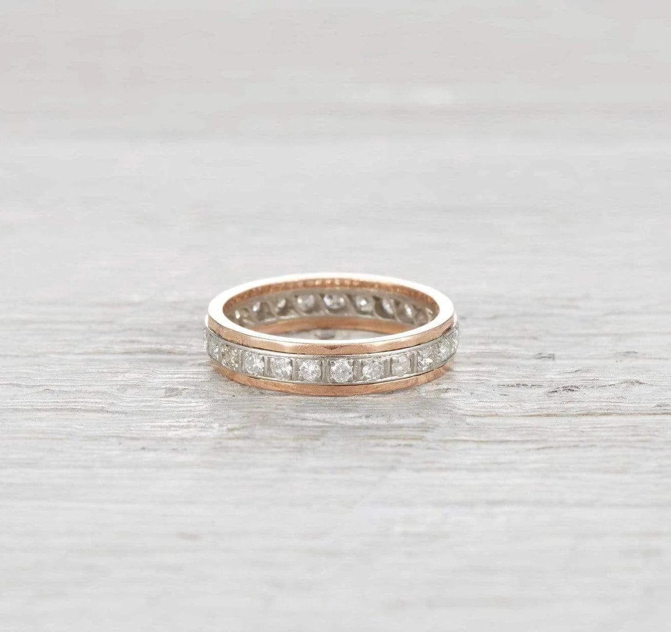 Art Deco Platinum and Rose Gold Eternity Band - Image 4