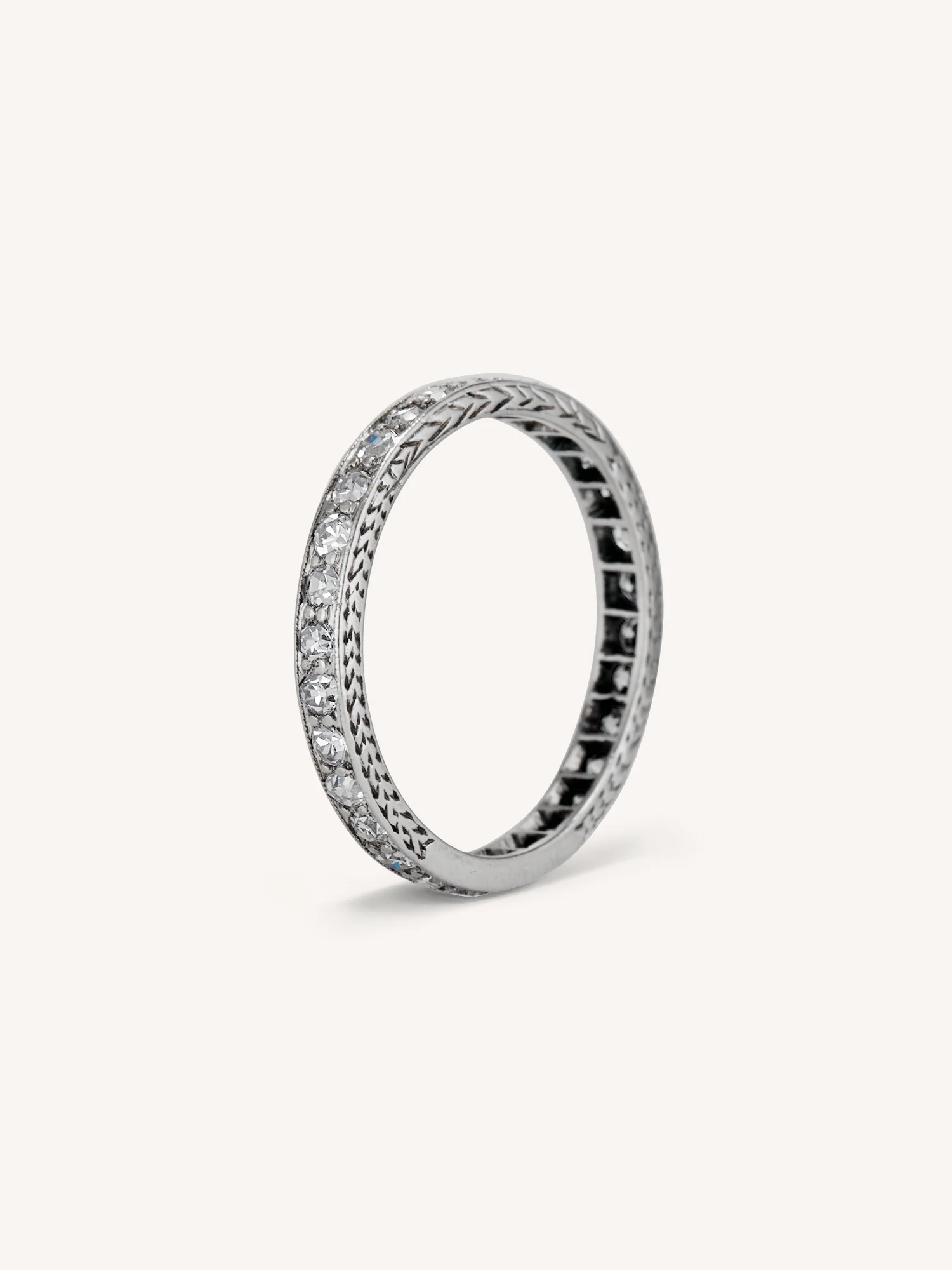 Art Deco Platinum Vintage Diamond Eternity Wedding Band - Size 5.25 - Image 4