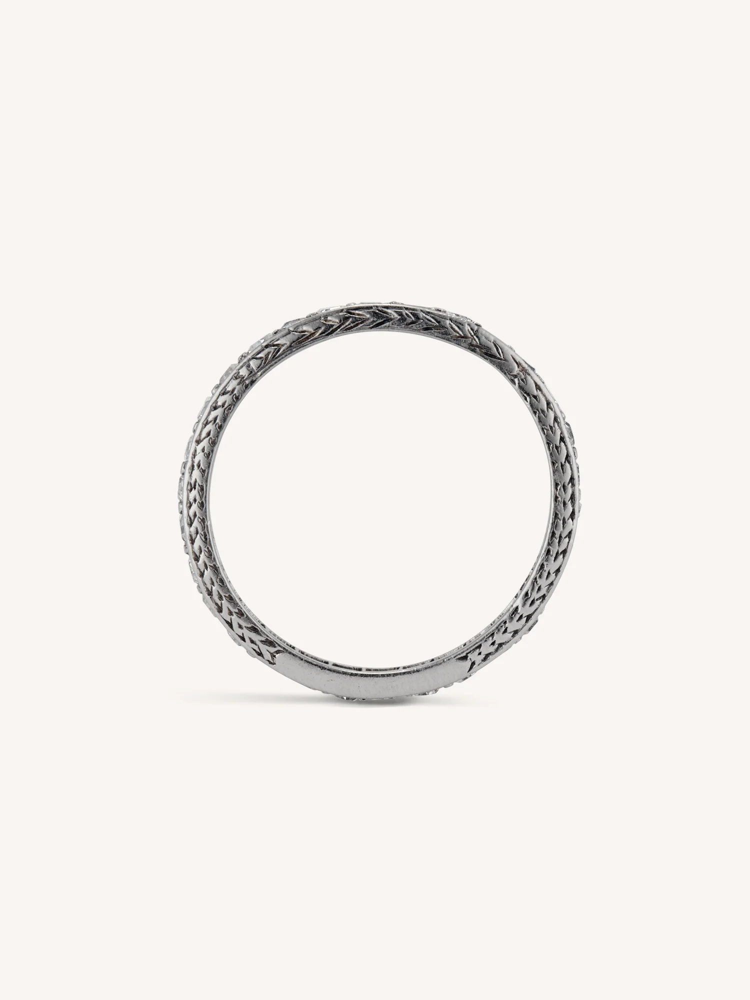Art Deco Platinum Vintage Diamond Eternity Wedding Band - Size 5.25 - Image 5