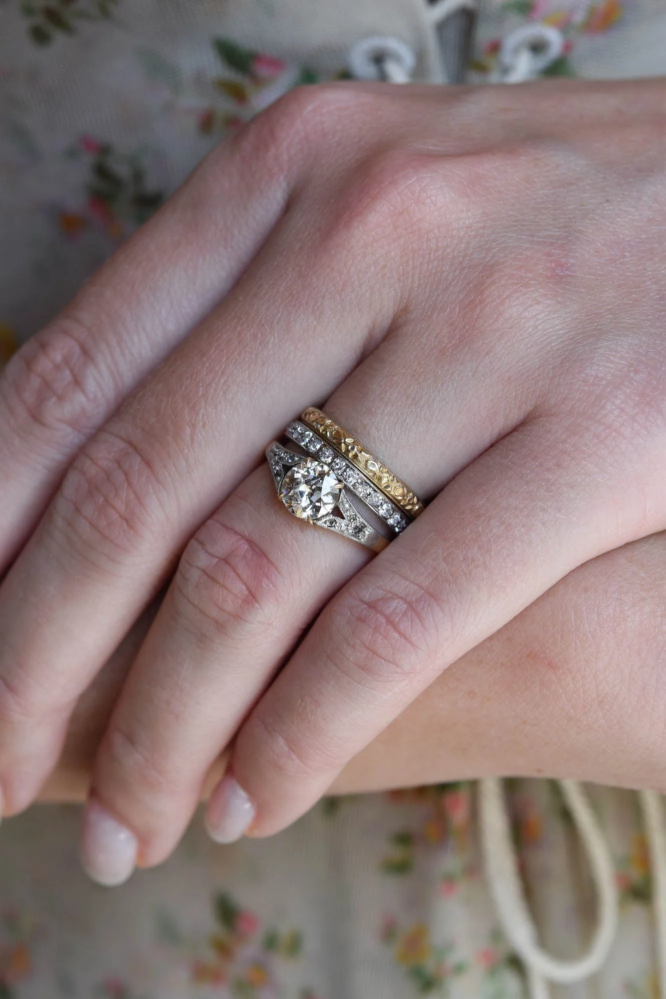 Art Deco Platinum Vintage Diamond Eternity Wedding Band - Size 5.25 - Image 6