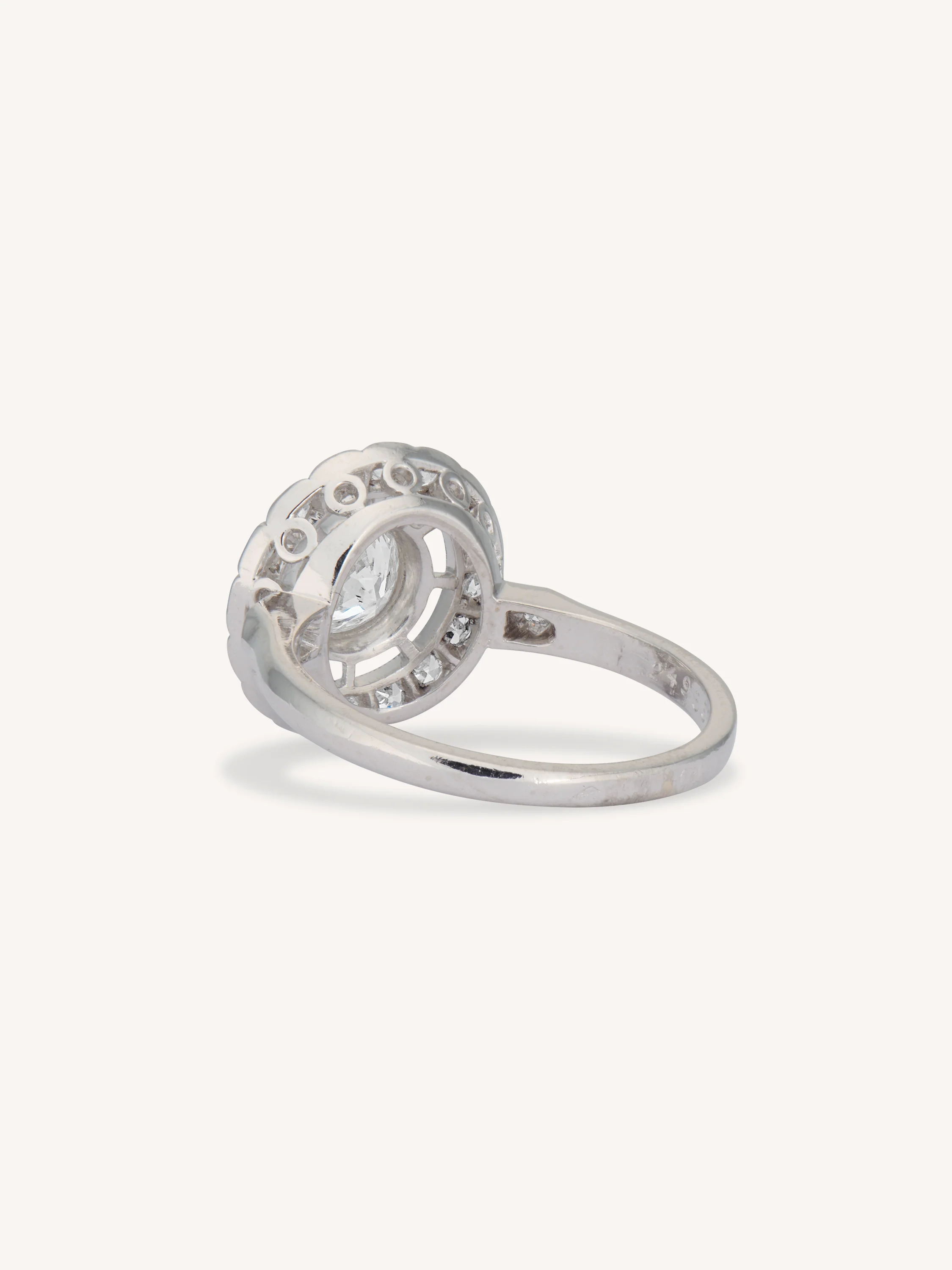 Art Deco Old European Cut Diamond Cluster Vintage Engagement Ring, France - Image 5