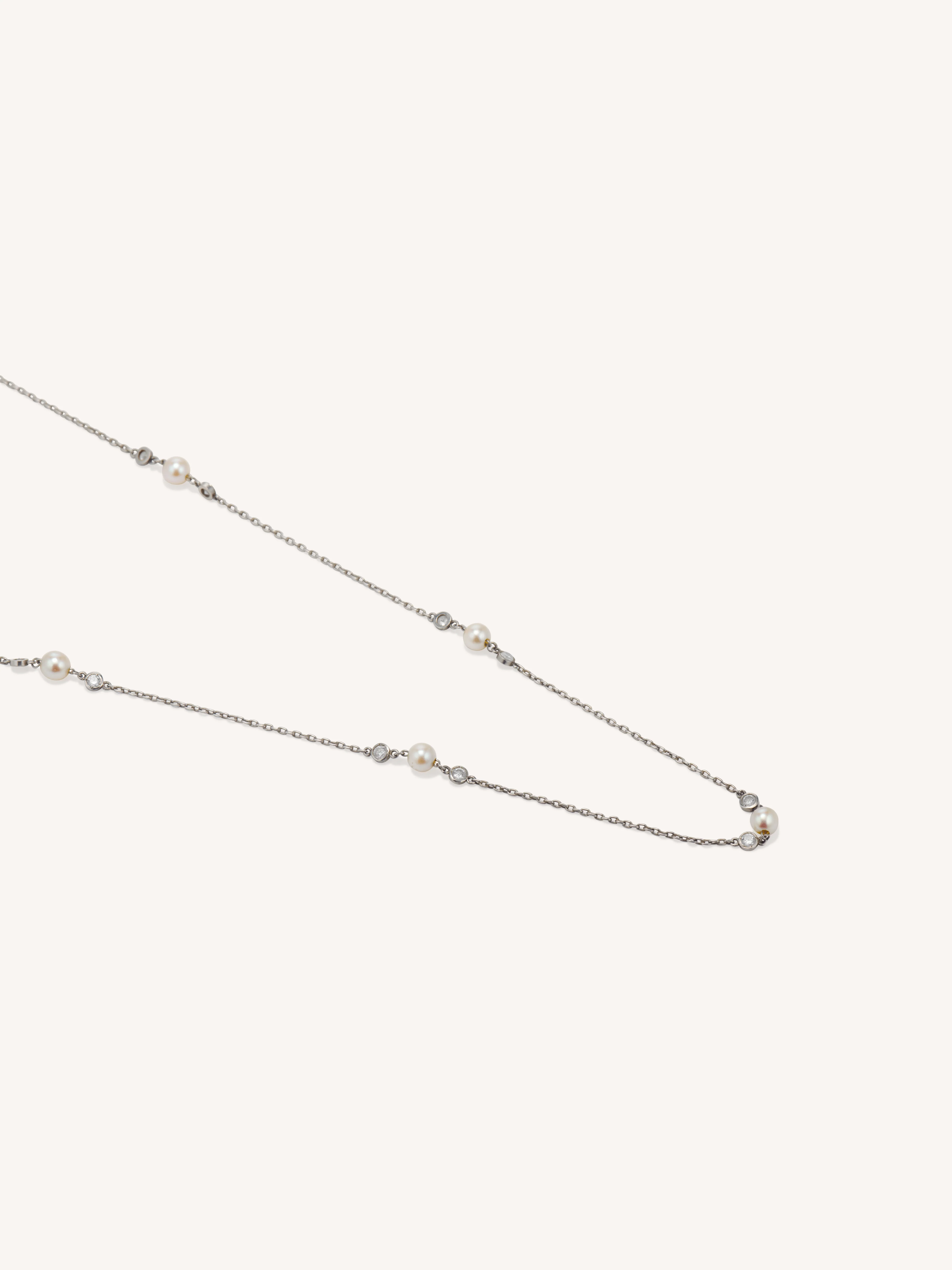 Art Deco Platinum Diamond and Pearl Necklace, Circa 1920 - Image 3